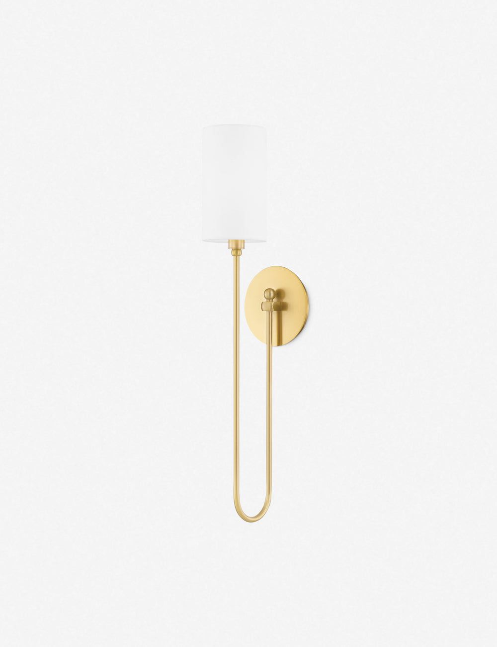 Aged Brass Elegance 1-Light Sconce with Belgian Linen Shade