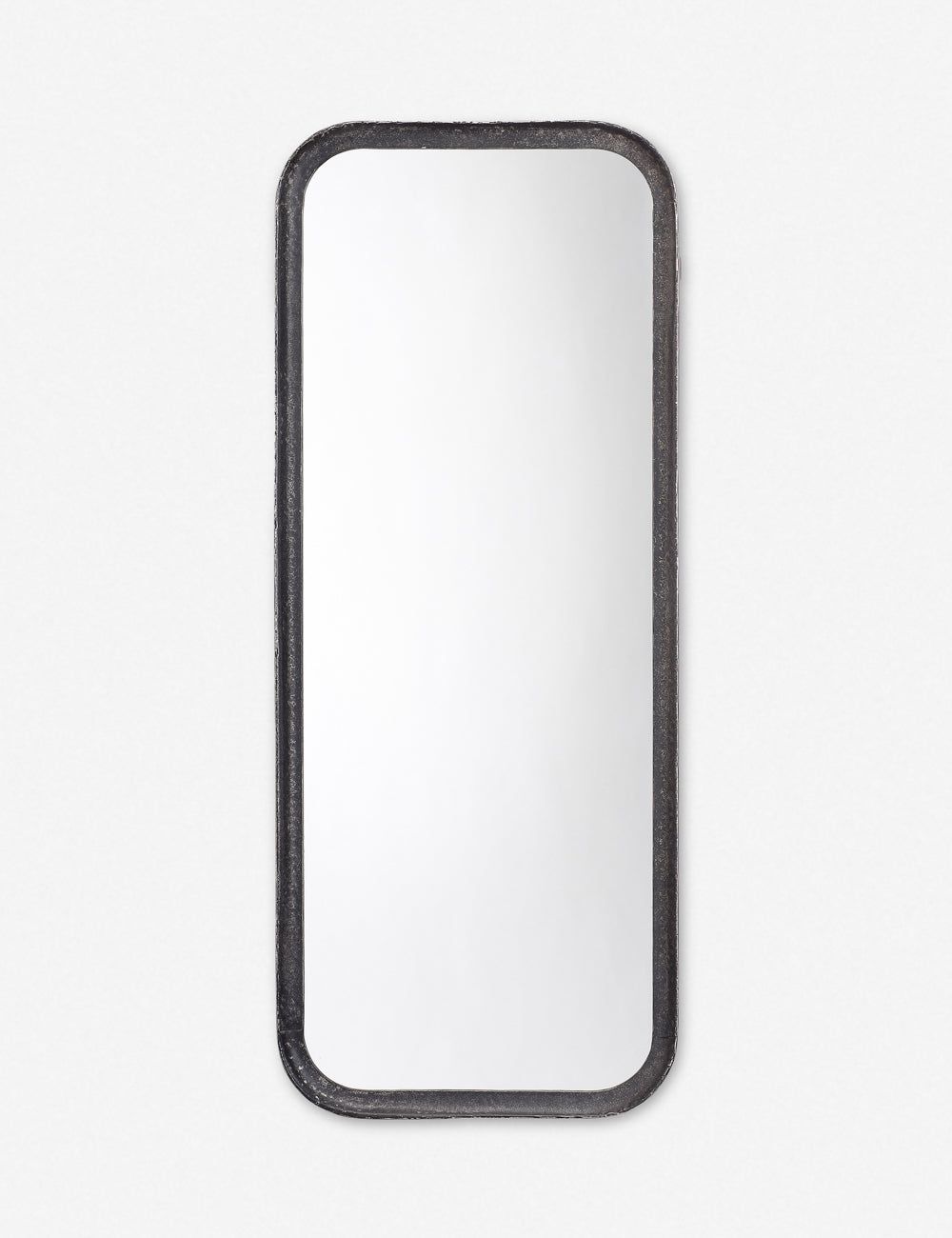 Contemporary Hand-Forged Metal Wall Mirror with Rounded Corners