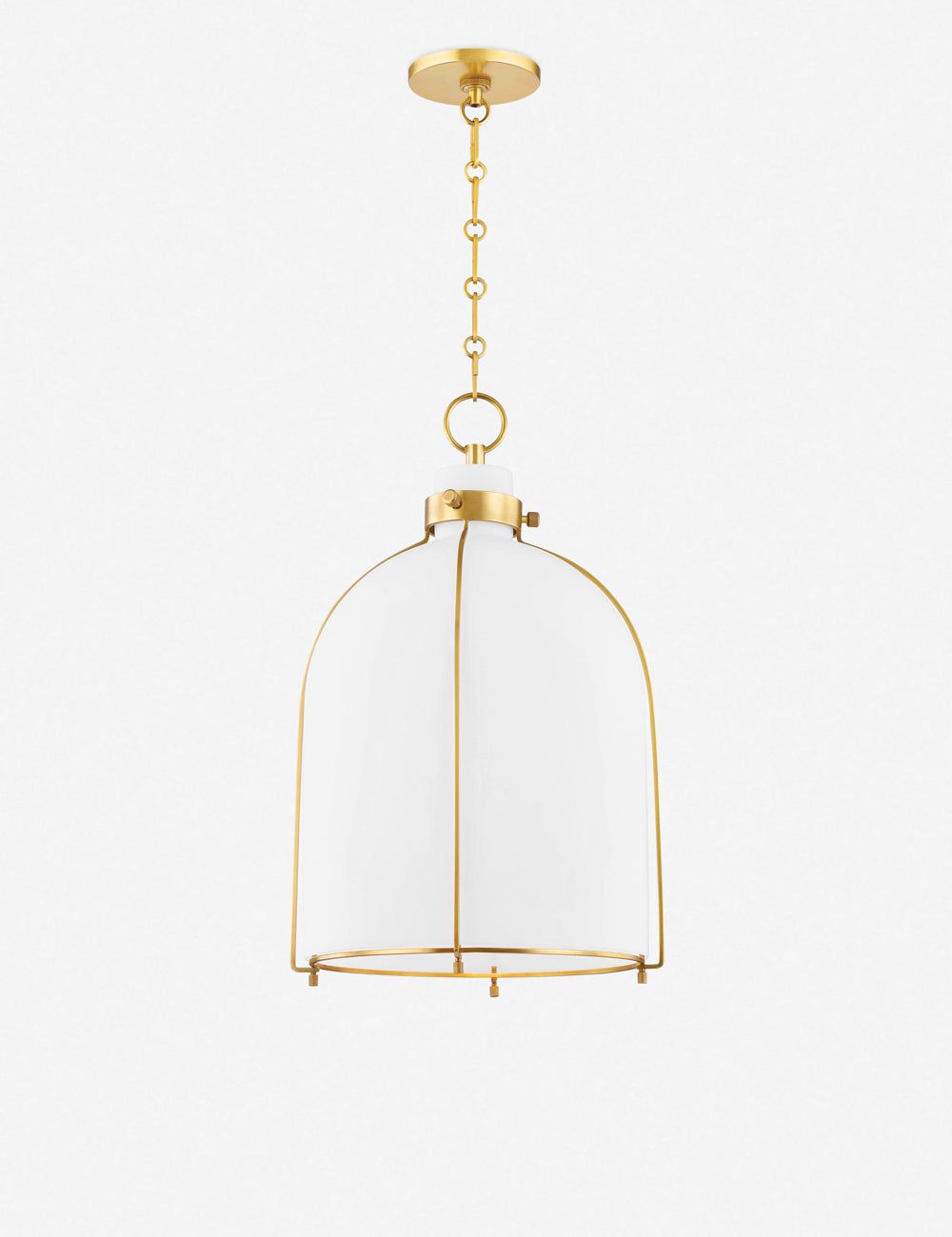 Eldridge Aged Brass Opal Glass Bowl Pendant Light