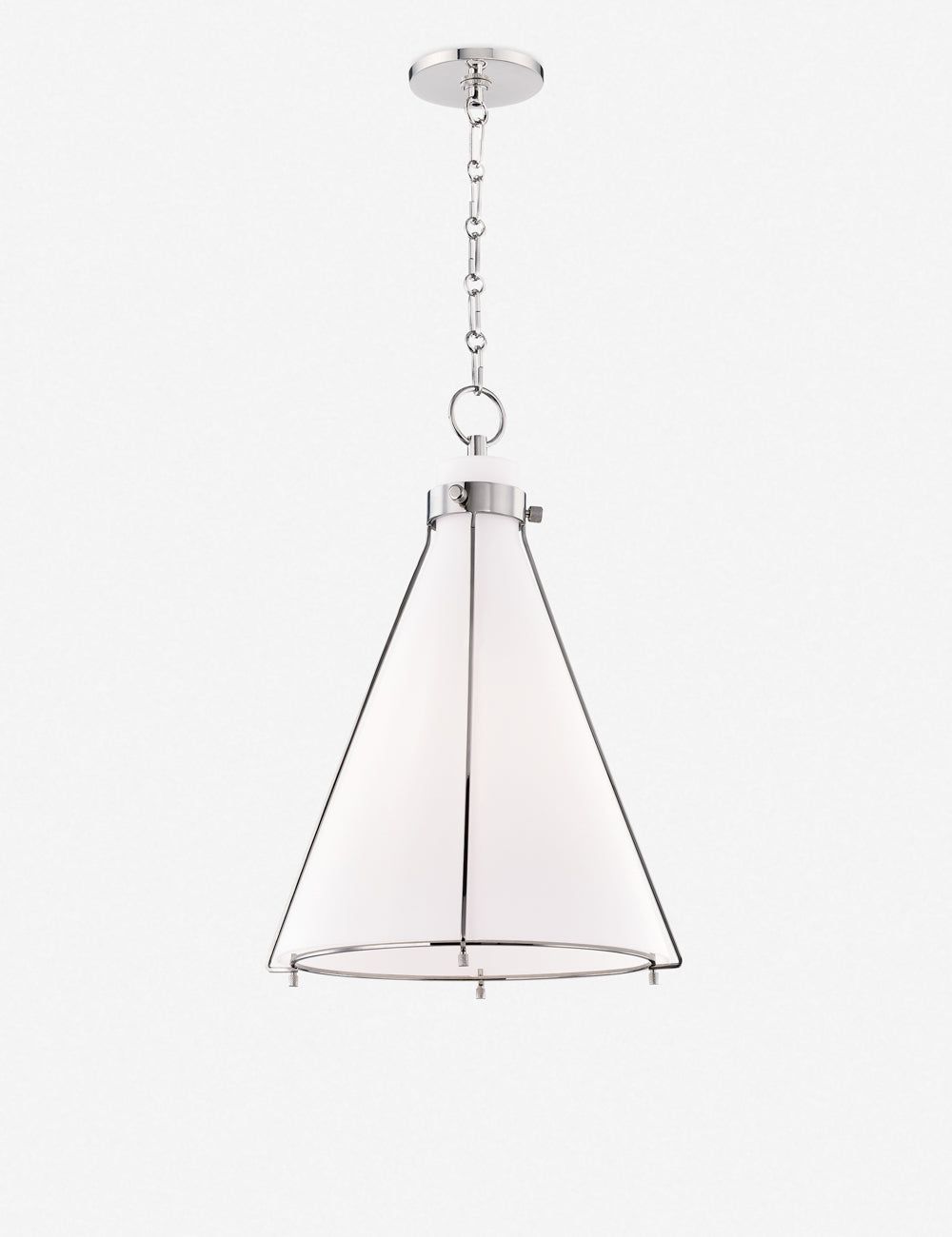 Eldridge Polished Nickel 1-Light Pendant with Opal Glass Shade