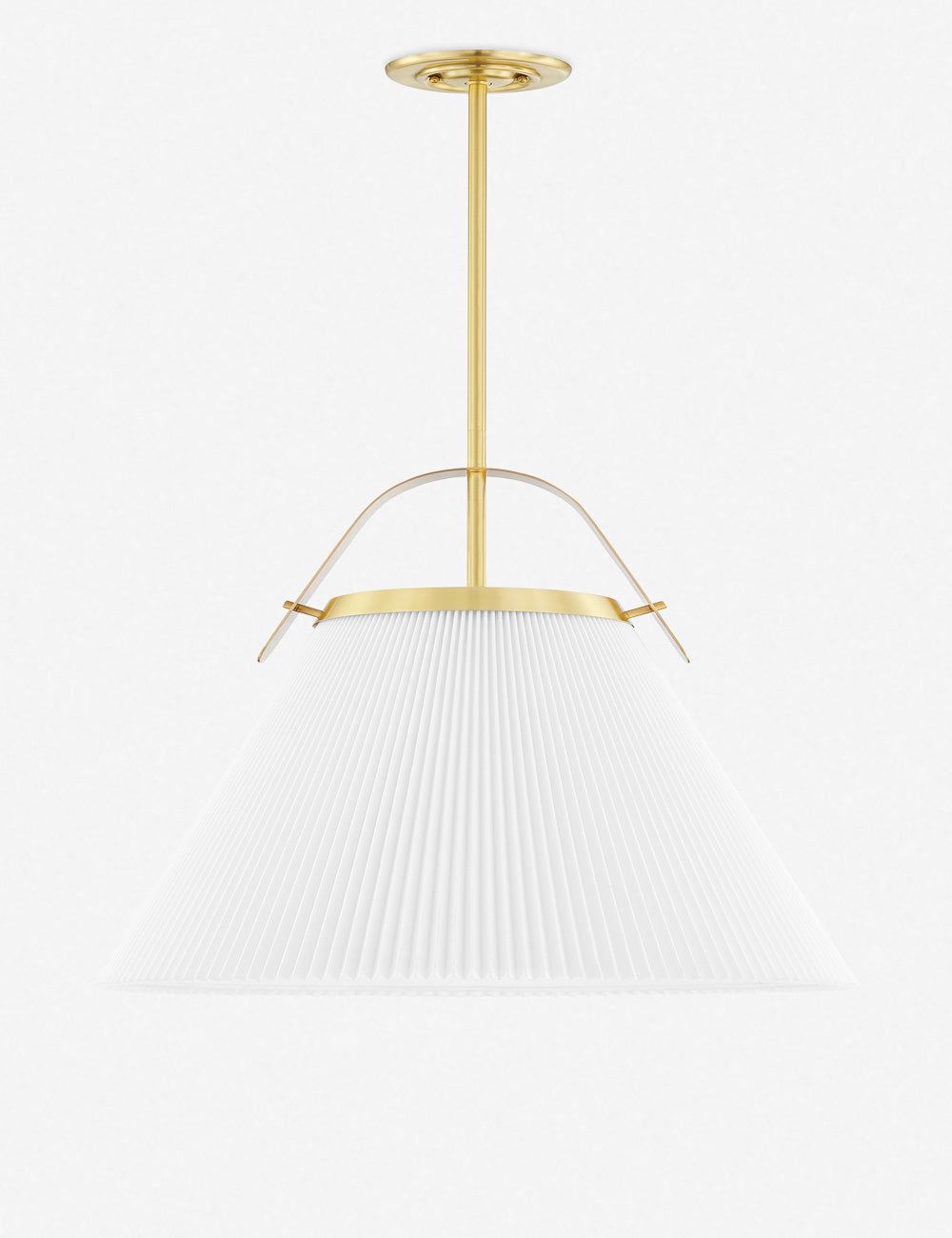 Aldridge Transitional Aged Brass Pendant Light with Off-White Linen Shade