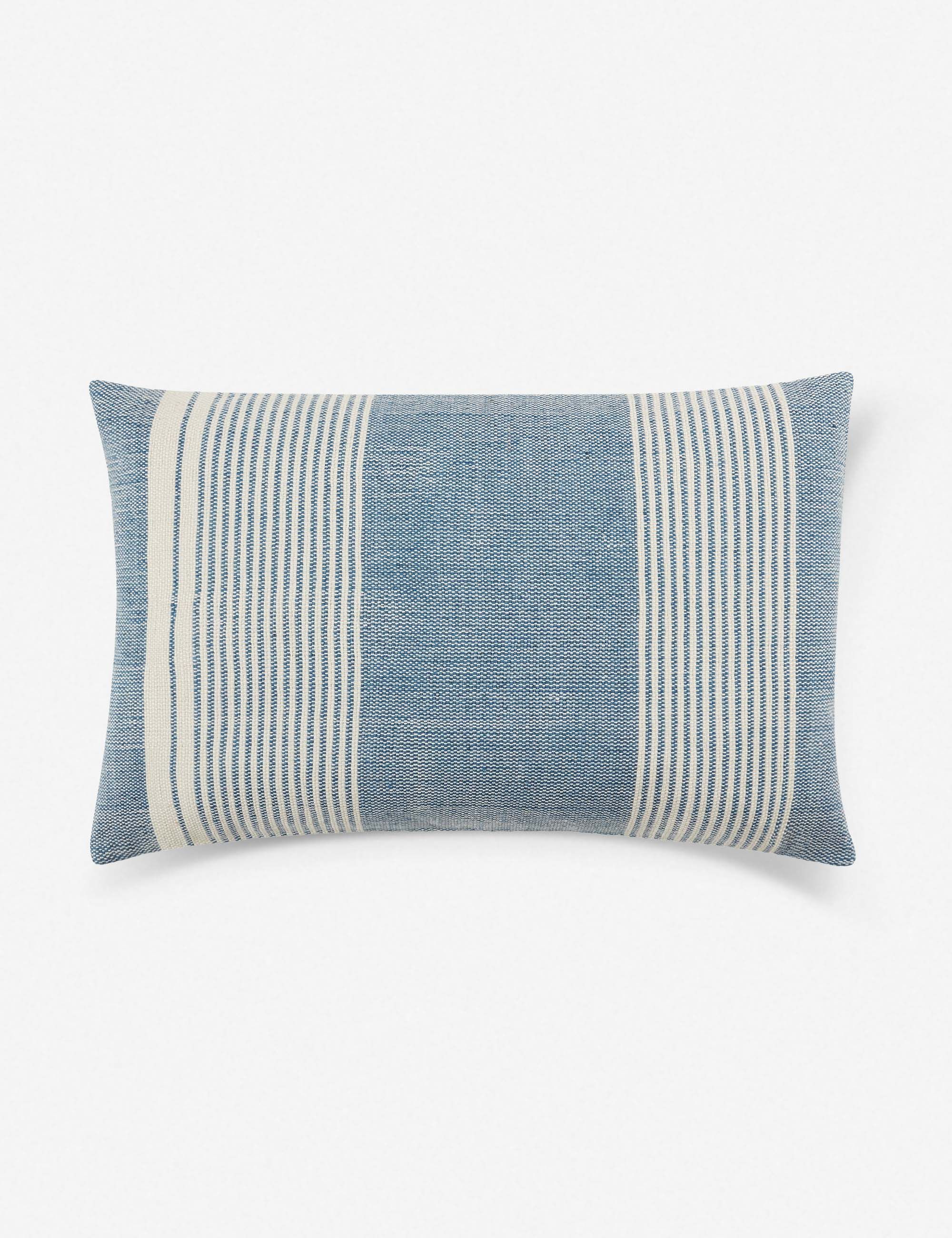 Blue and White Striped Indoor/Outdoor Lumbar Pillow 13" x 21"