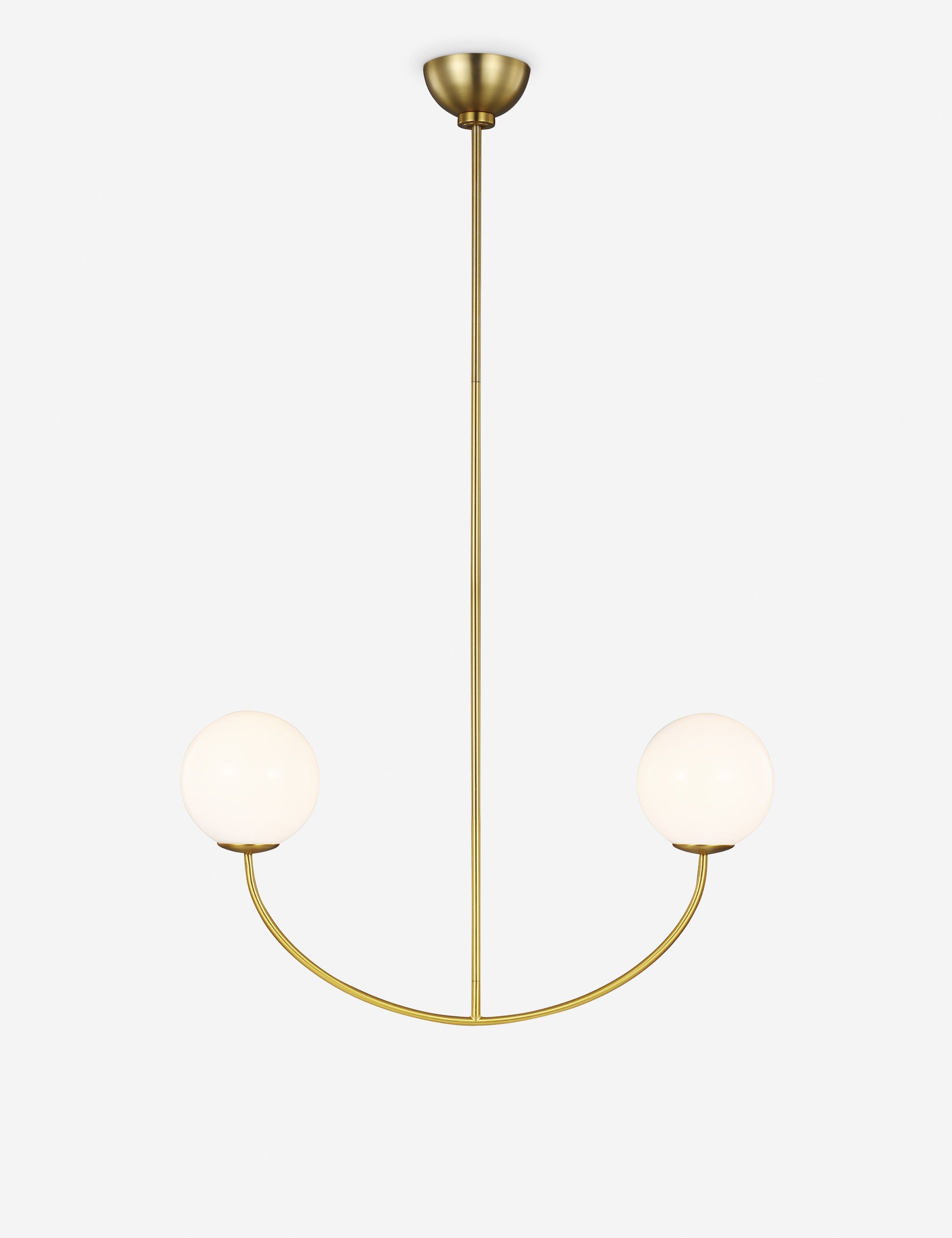 Galassia Burnished Brass 30" Linear Chandelier with Milk White Shade