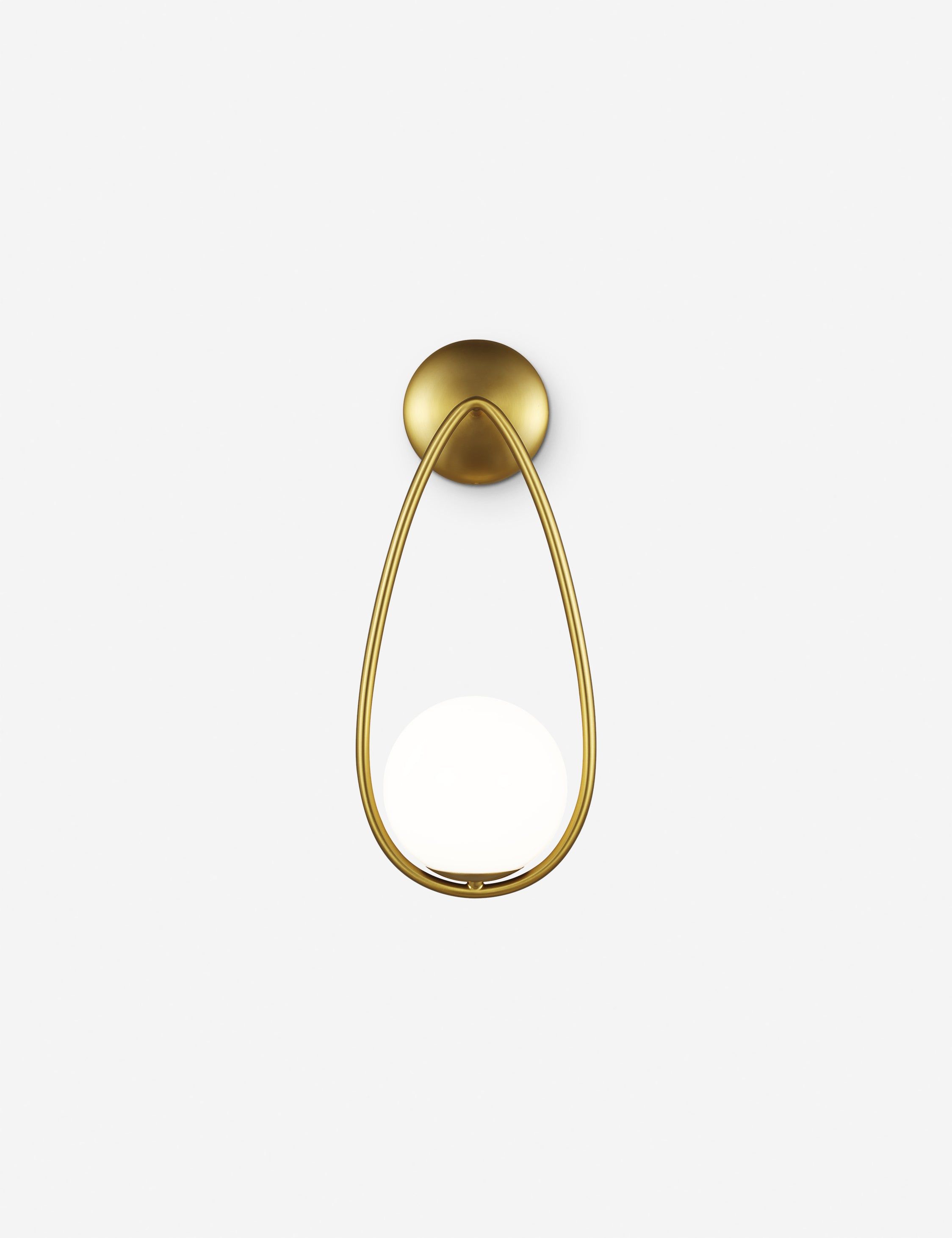 Burnished Brass Teardrop Sconce with Milk White Glass Shade
