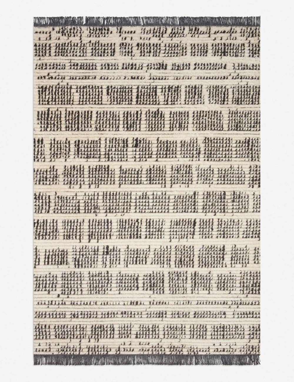 Ivory Striped Synthetic 7'-9" x 10' Easy-Care Area Rug