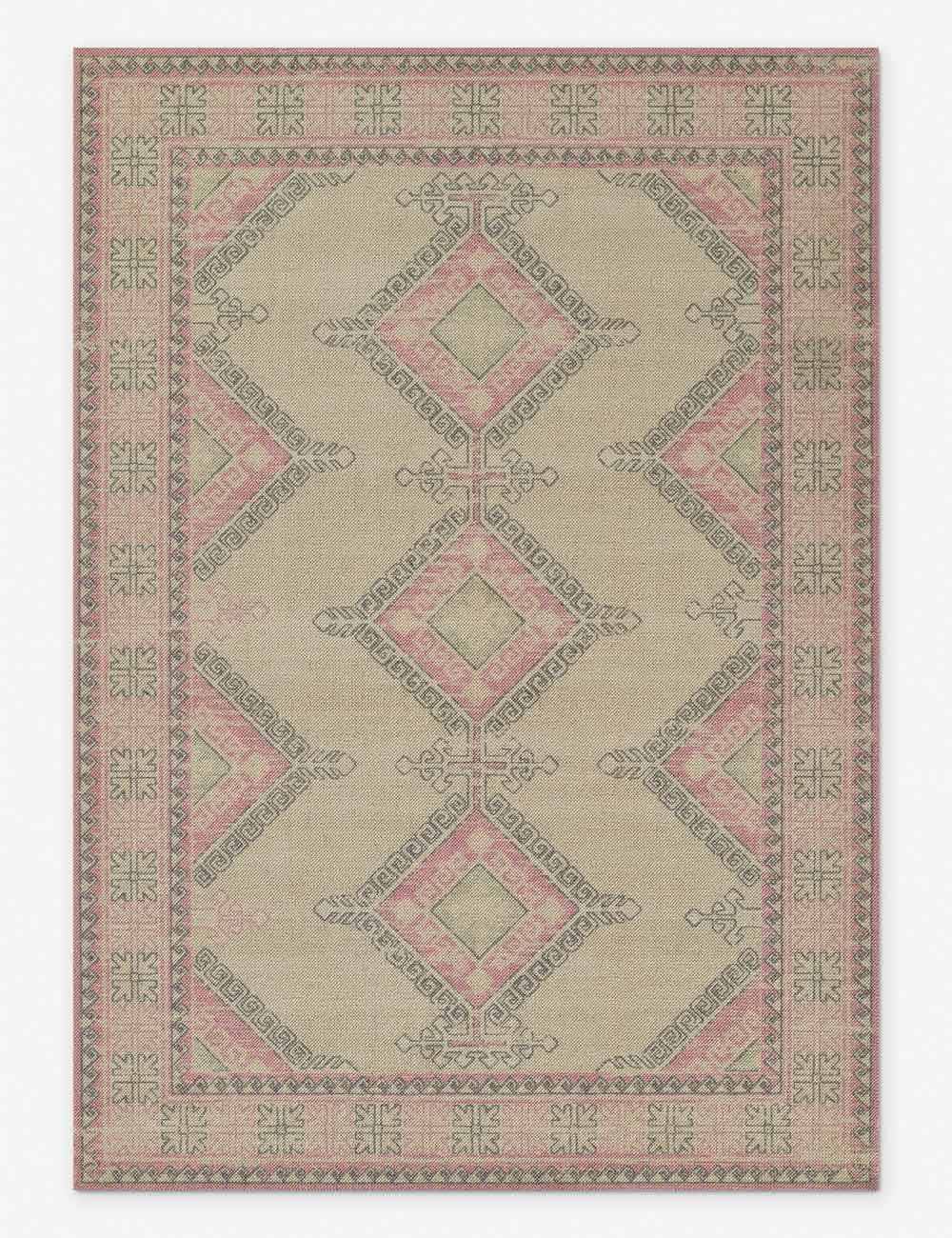 Anatolia Pink Medallion Flat Woven Wool Runner Rug
