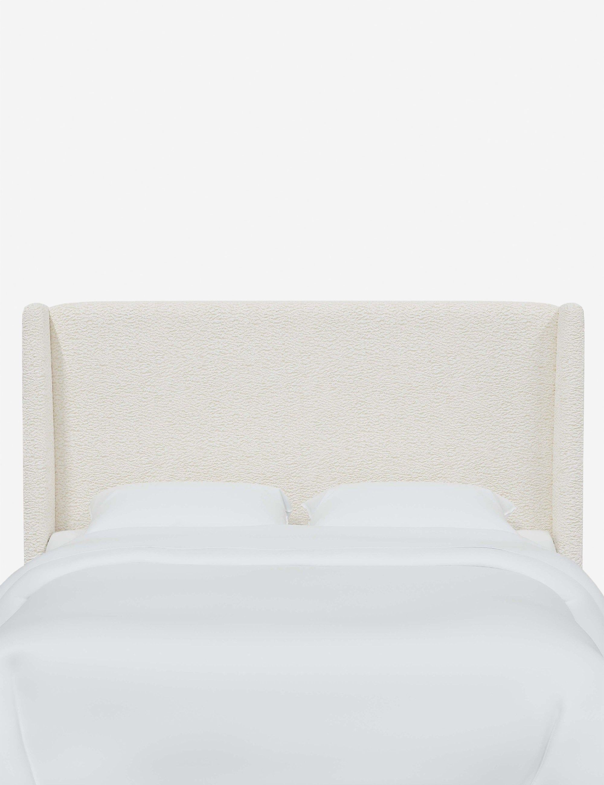 Cream Sherpa Upholstered Twin Headboard with Winged Design