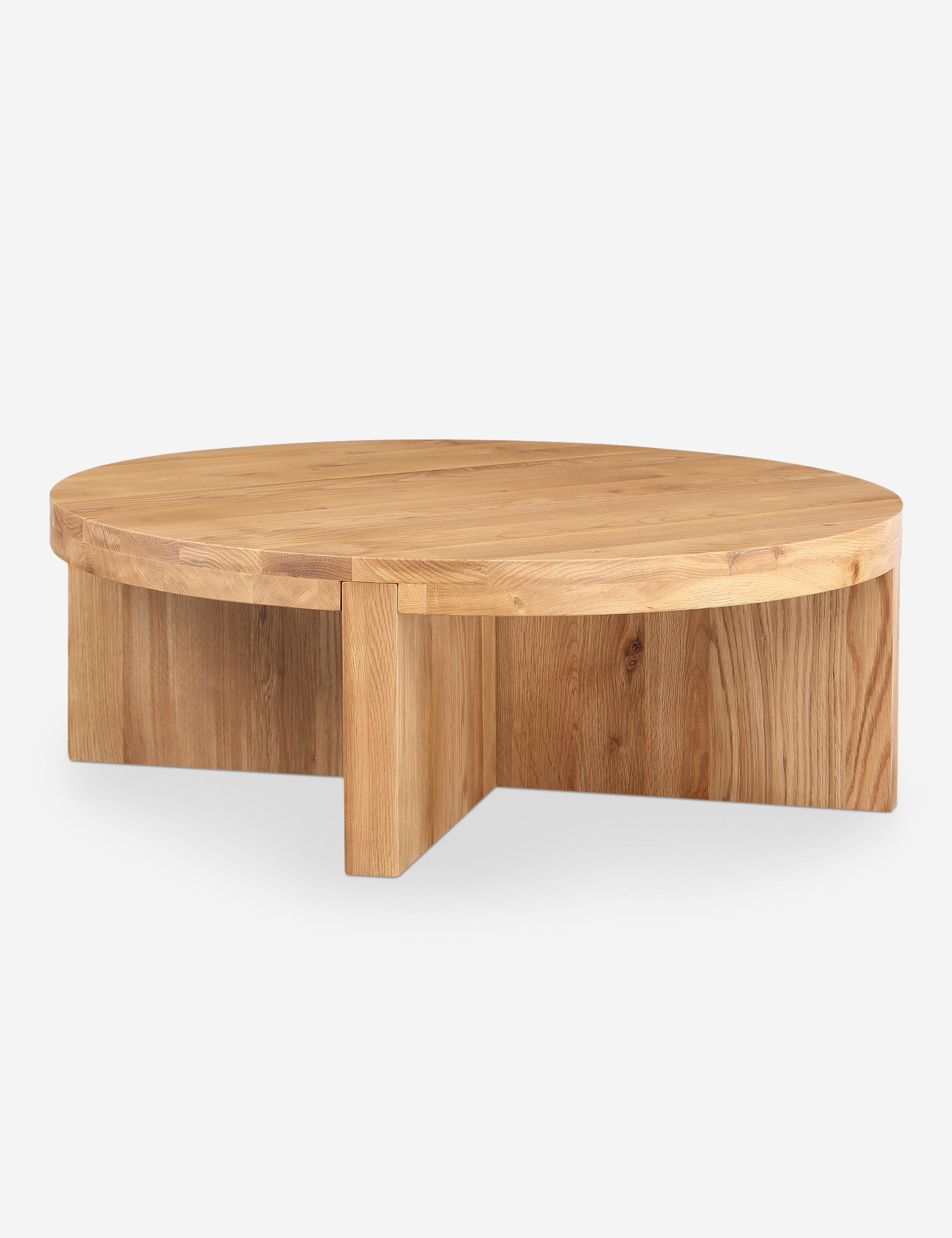 Natural Medium Oak Round Cocktail Table with X-Base