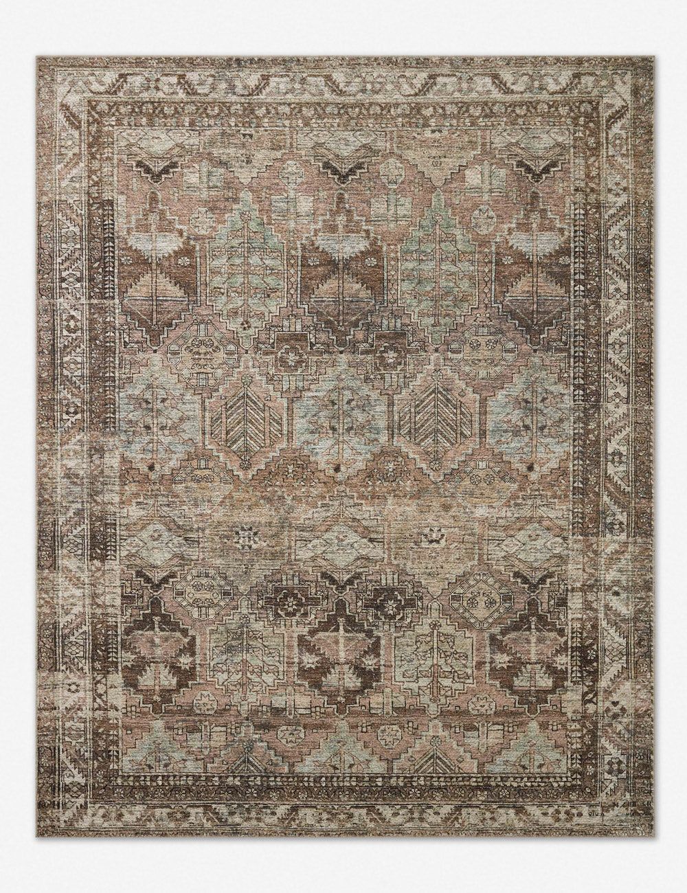 Amber Lewis Distressed Clay and Sage Synthetic Area Rug 8'6" x 11'6"