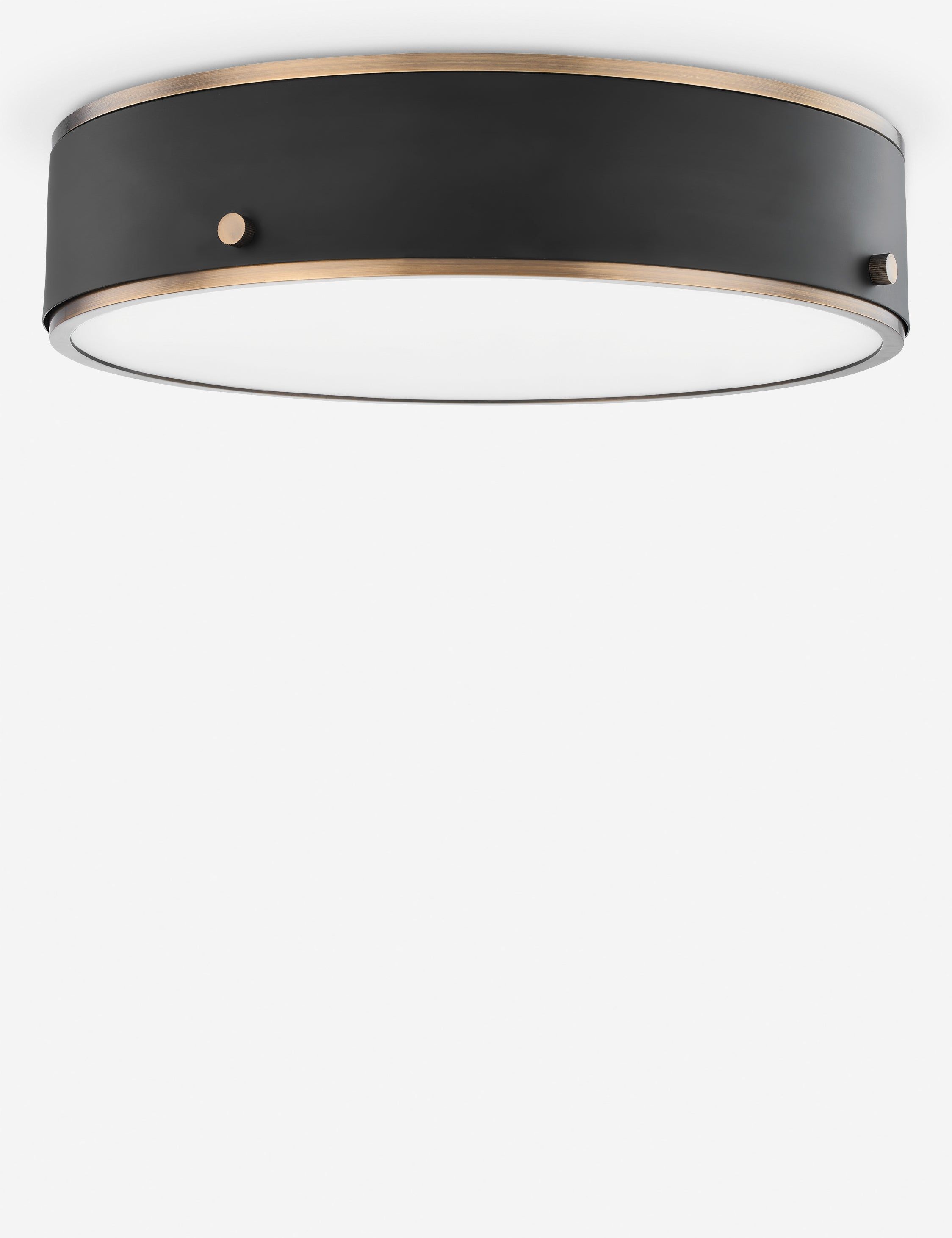 Eli 16" Black and Brass LED Flush Mount Light with Glass Shade