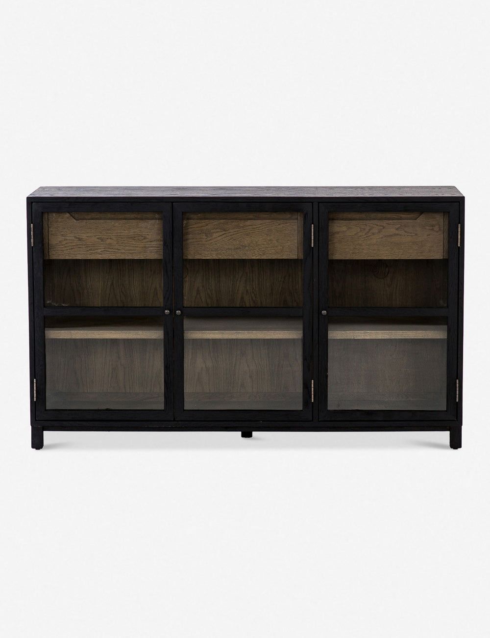 Millie Contemporary Black Oak 59'' Sideboard with Glass Doors