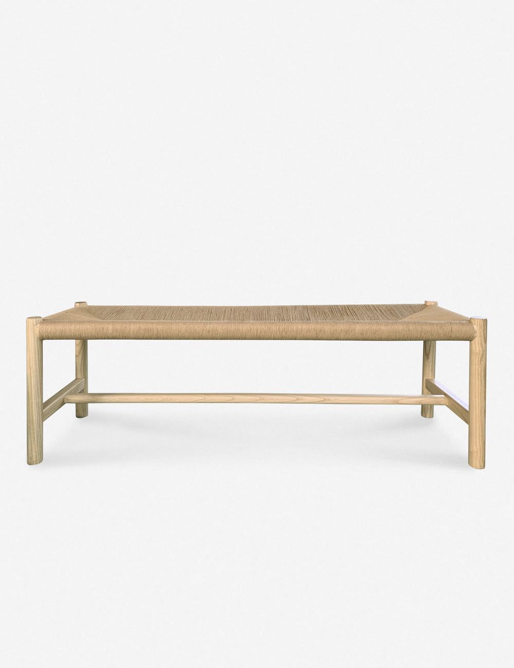 Hawthorn Natural Elm Wood Bench with Woven Fiber Rope Seat
