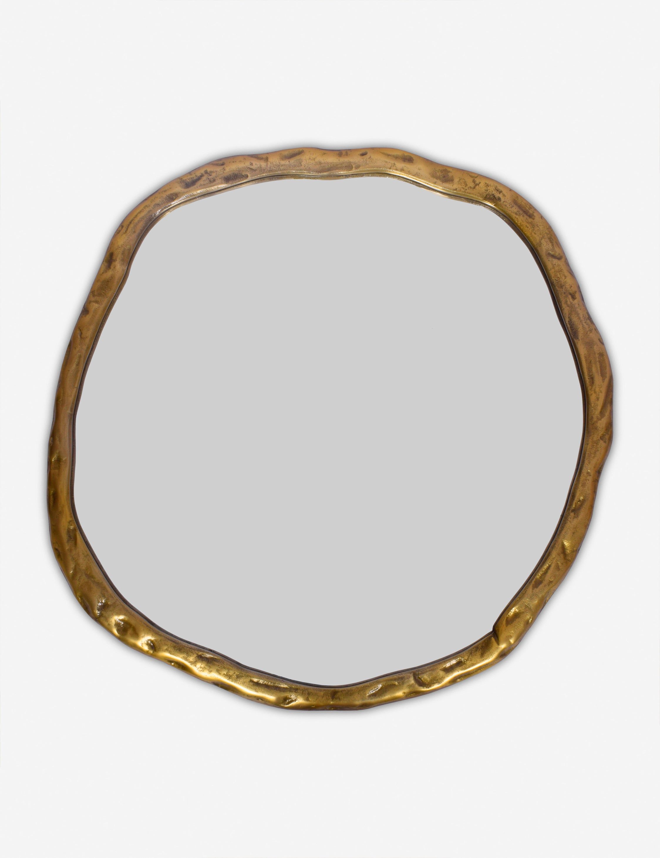 Large Gold Oval Mirror with Organic Wood-like Frame