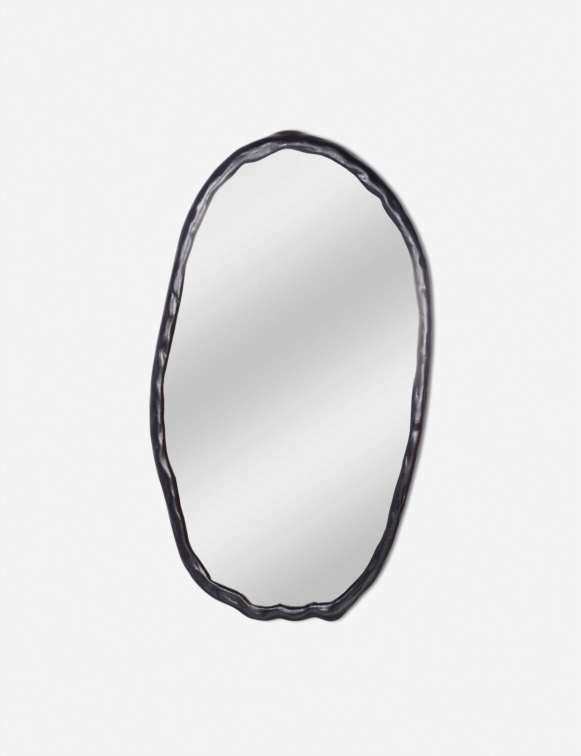 Black Oval Aluminum Wall Mount Accent Mirror