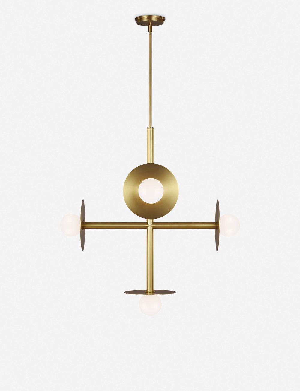 Curvilinear Forms Burnished Brass Modern Chandelier by Kelly Wearstler