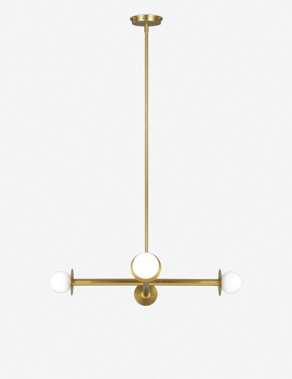 Burnished Brass and Milk White Glass 4-Light Chandelier