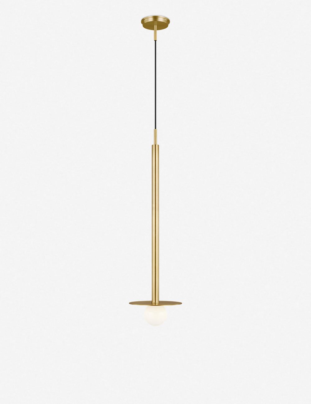 Minimalist Burnished Brass Globe Pendant with Milk White Glass