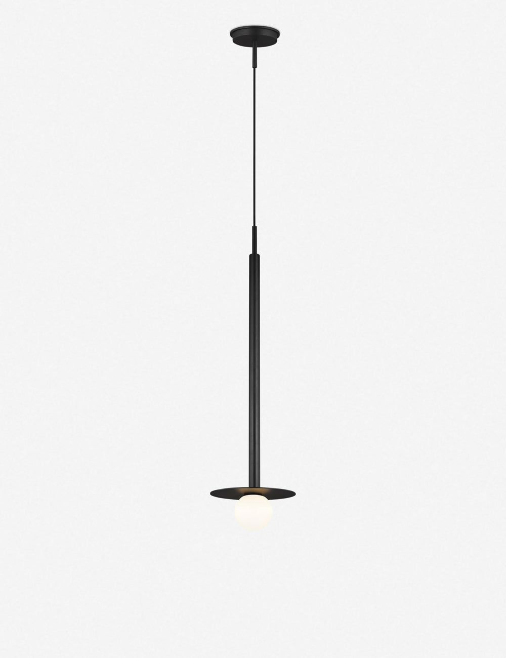 Midnight Black Mini Globe Pendant with Milk White Glass