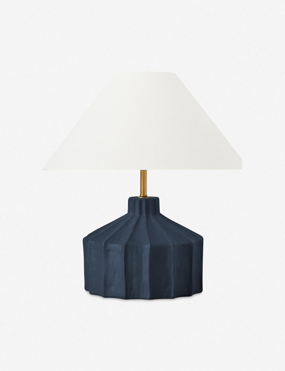 Matte Blue Wash Medium Table Lamp with White Linen Shade