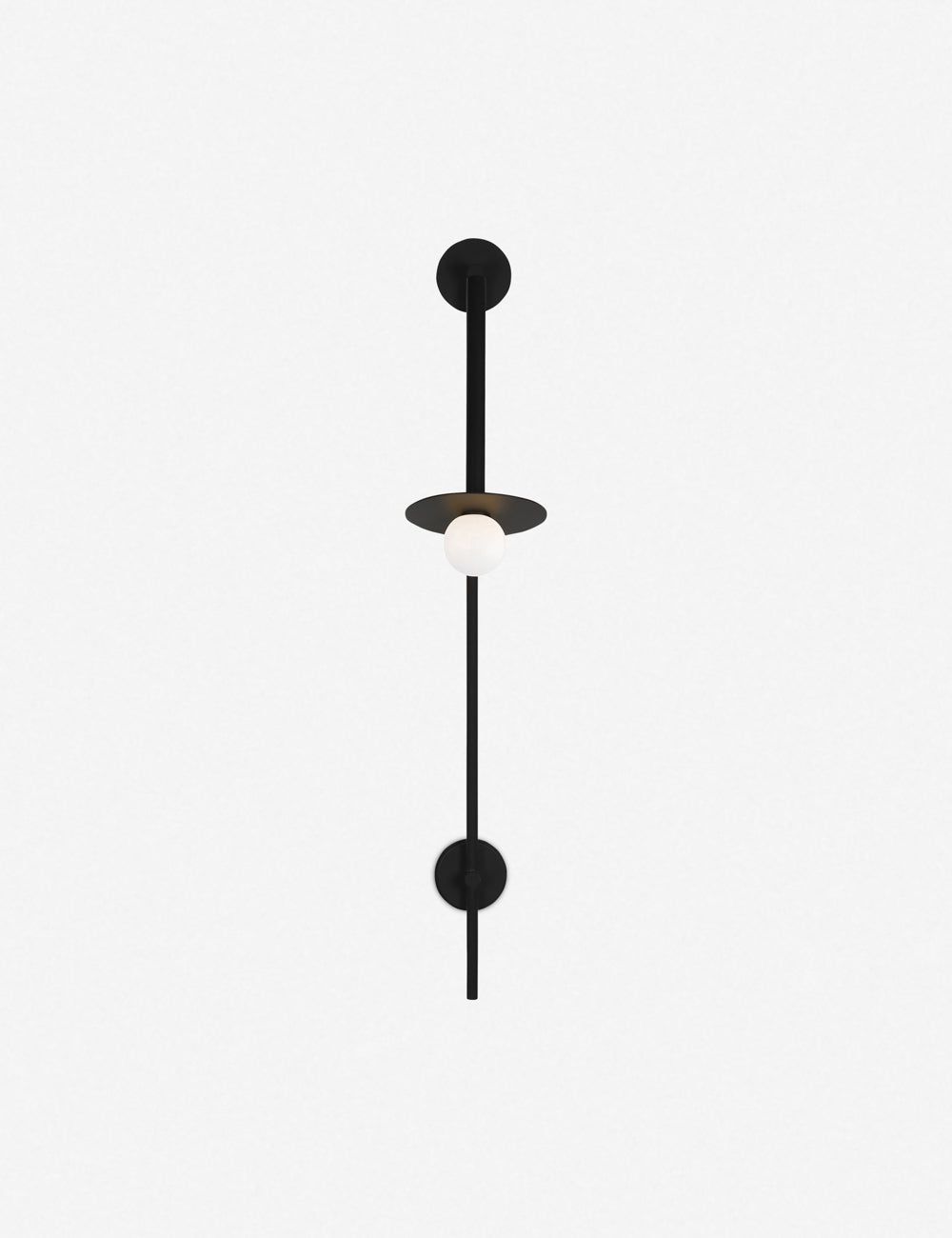 Midnight Black Swing Arm Sconce with Milk White Globe
