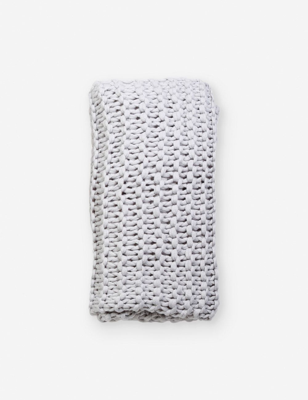 Finn 60'' x 50'' Silver Organic Hand-Knit Chunky Throw