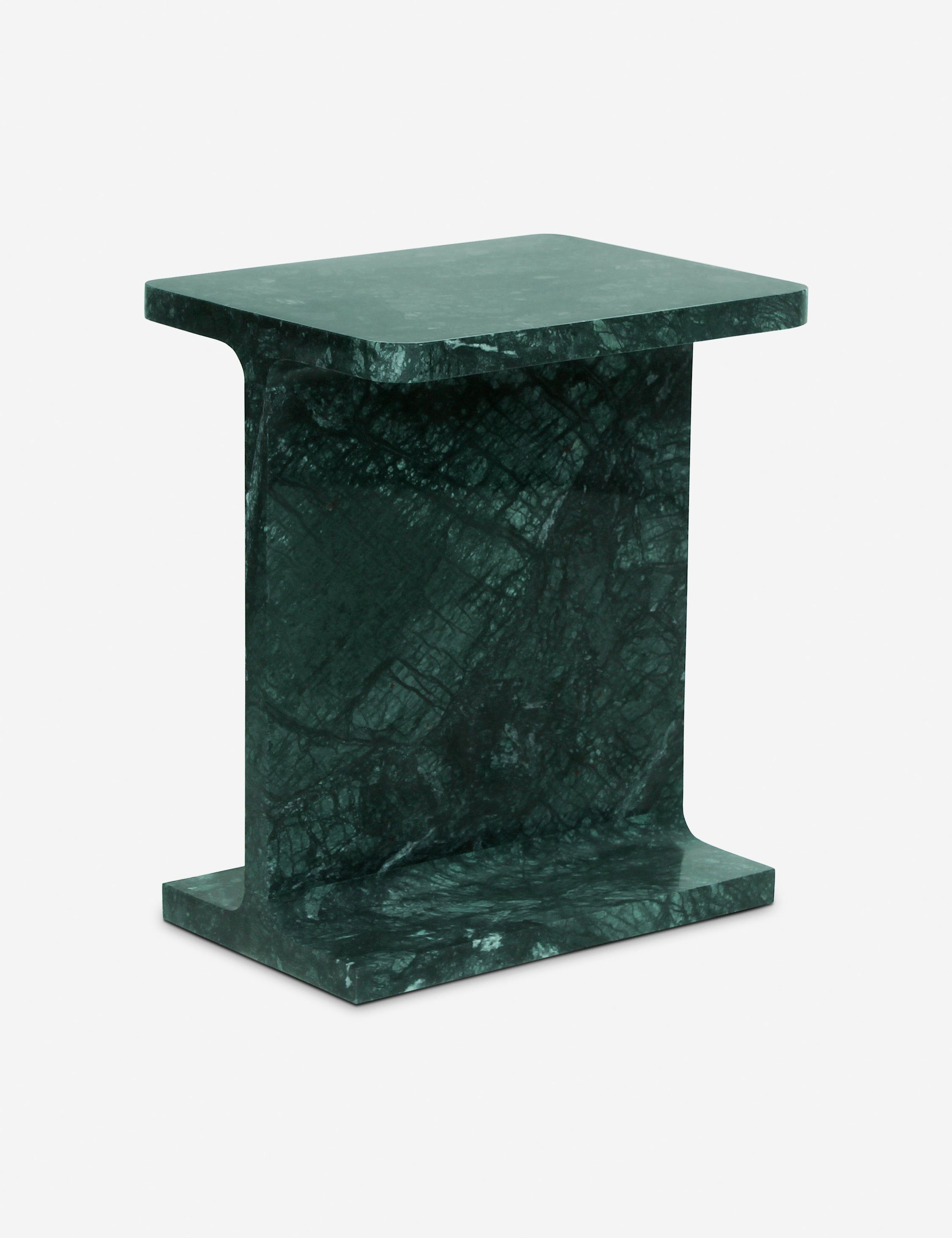 Forest Green Marble Rectangular Modern Accent Table