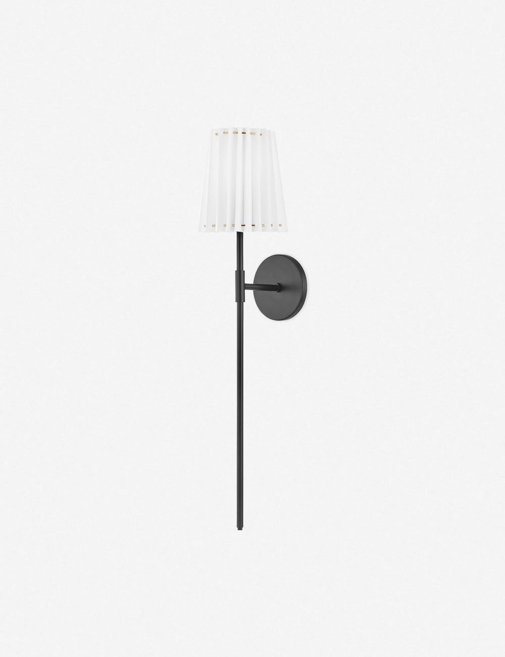 Cosette Black Steel 1-Light Long Sconce with Pleated Shade