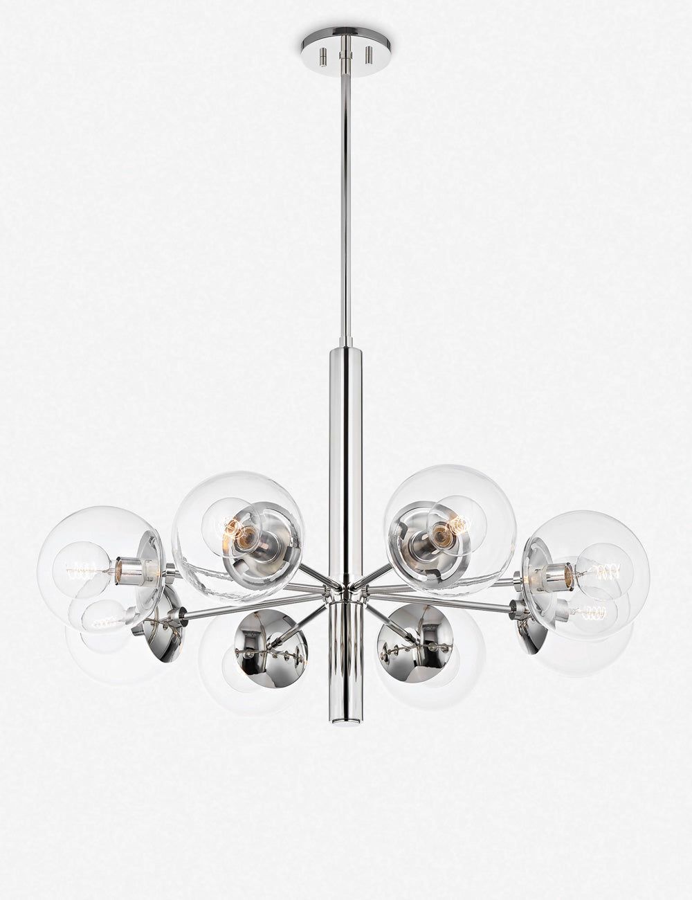 Elegant Globe Orb 8-Light Chandelier in Polished Nickel