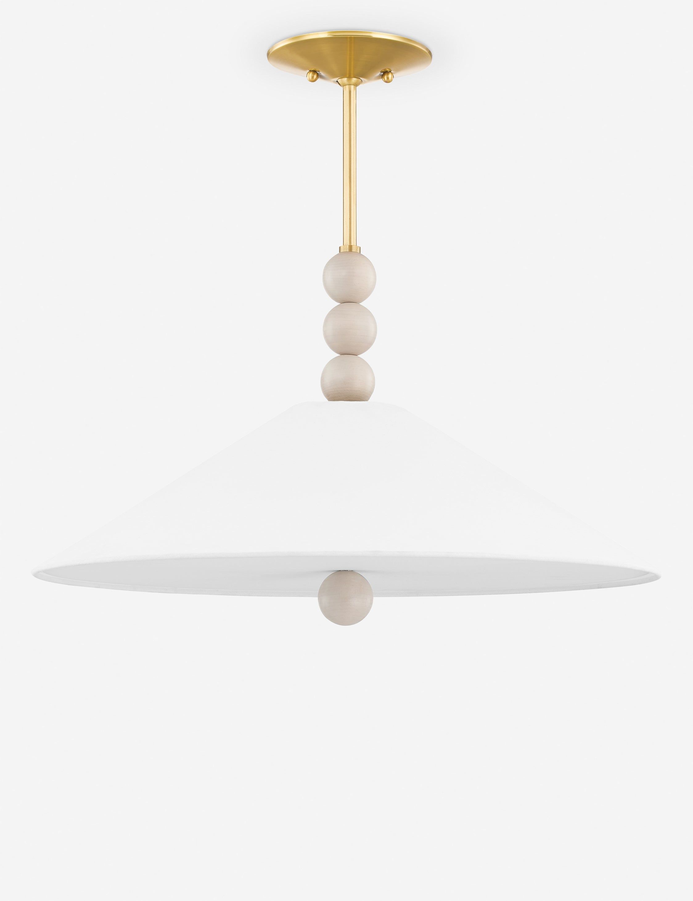 Aged Brass and White Linen 22" Pendant Light