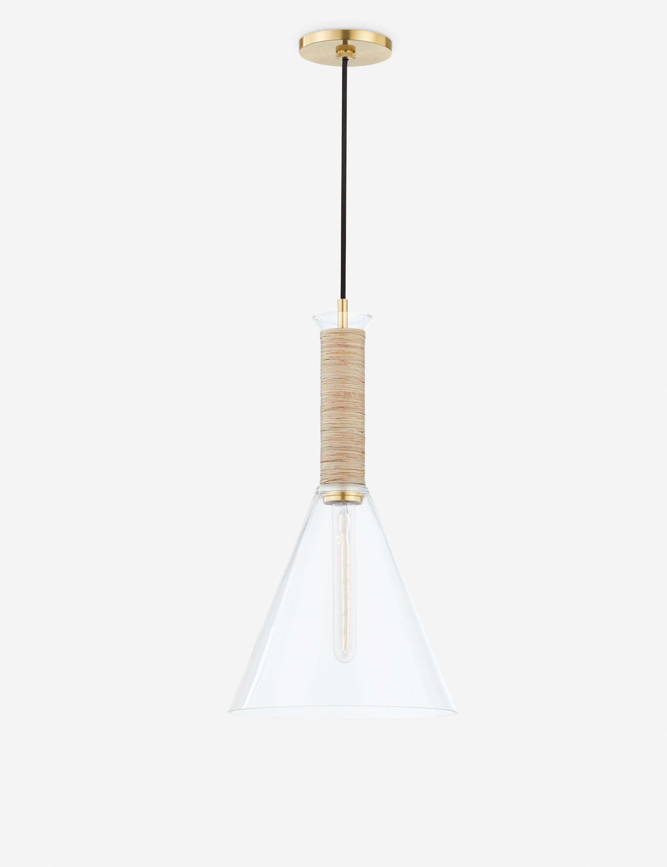 Aged Brass and Clear Glass Mini Pendant Light