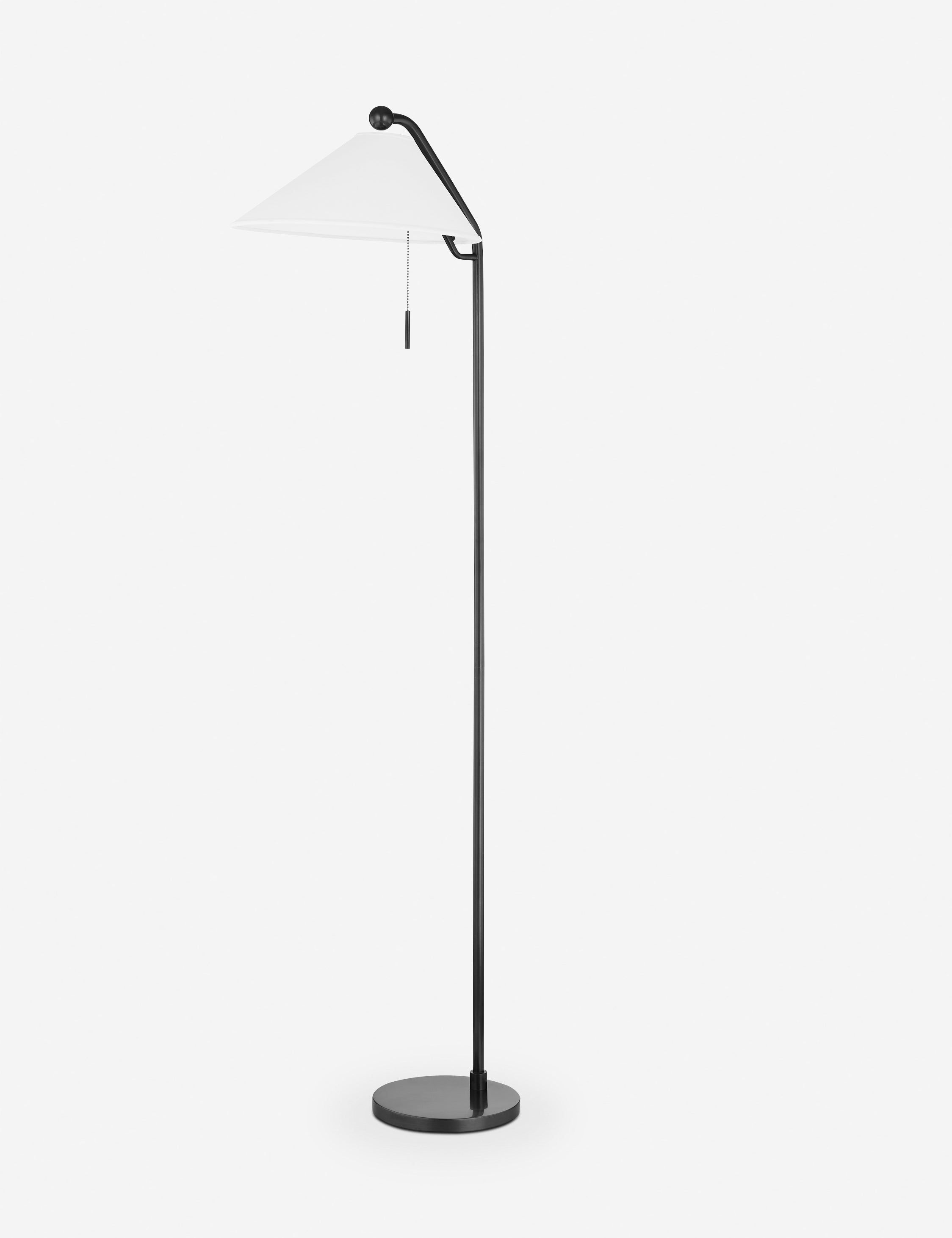 Old Bronze Floor Lamp with Belgian Linen Shade