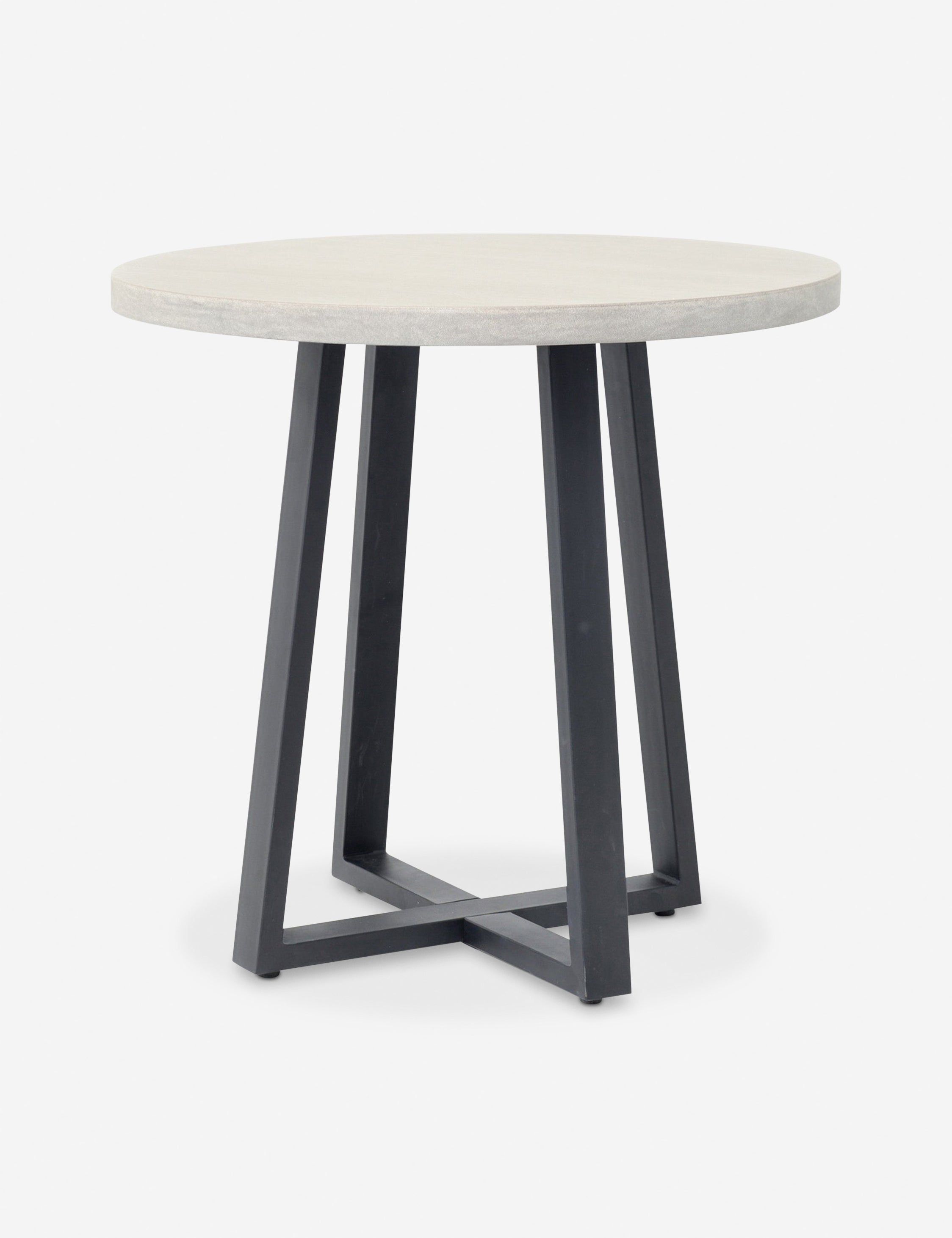 Gray and Black Round Lavastone Dining Table with Iron Base