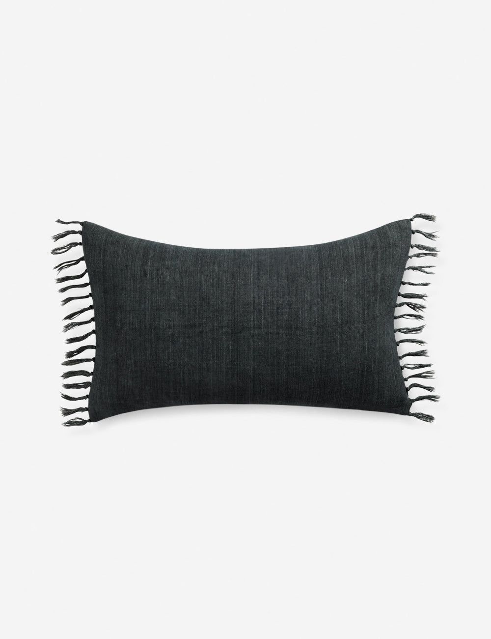 Navy Linen Tassel Accent Pillow 13" x 21"