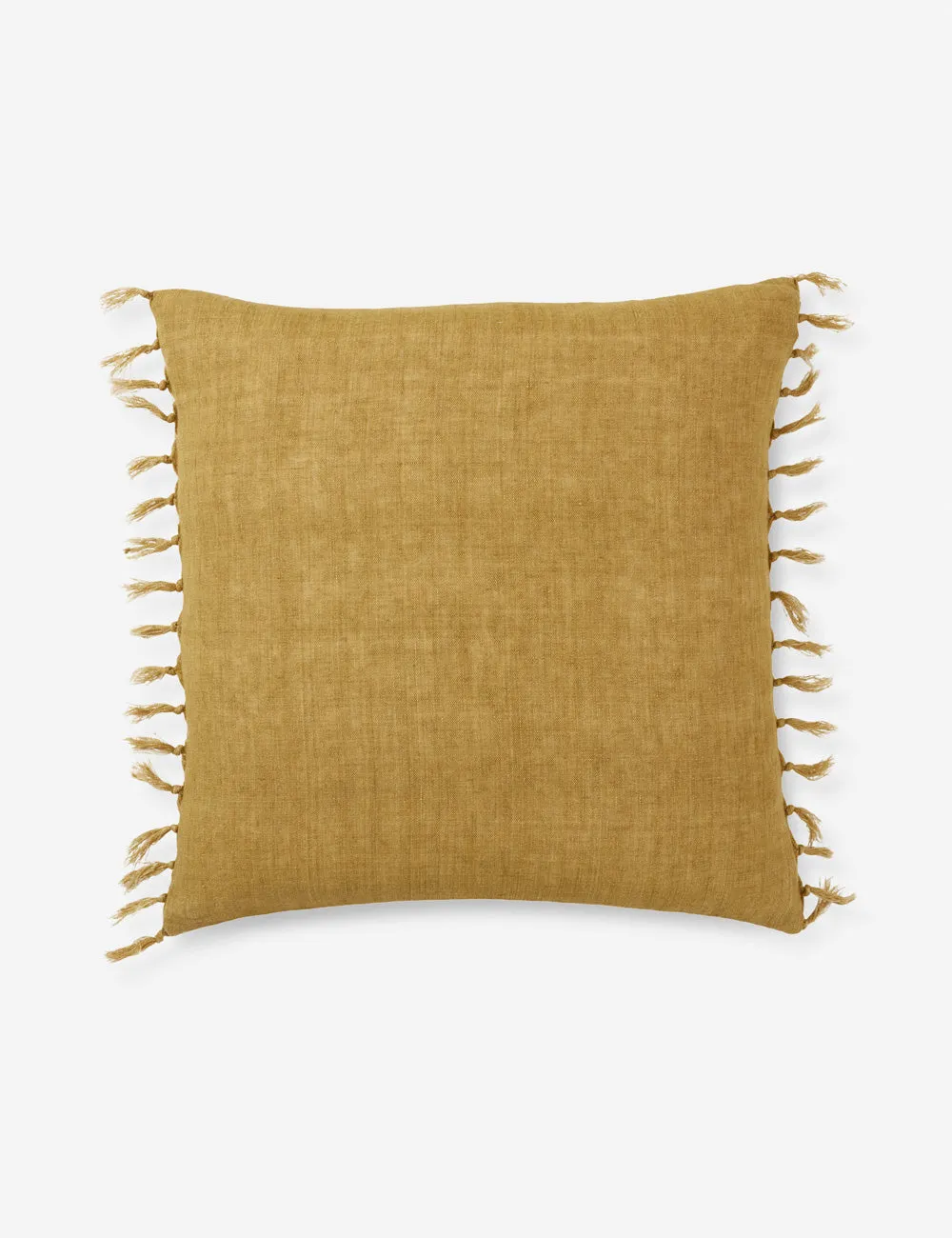 Citron Linen Round Throw Pillow with Tasseled Ends - 20" x 20"