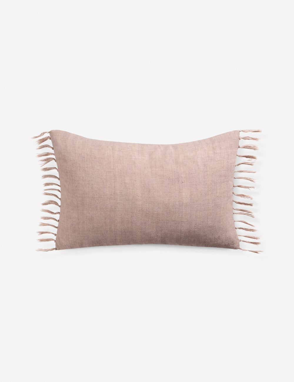 Blush Linen Lumbar Pillow with Tassels, 13" x 21"