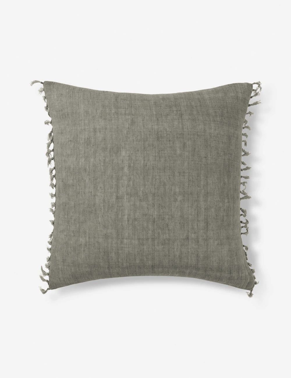 Sage Linen Tasseled 20" Round Accent Pillow