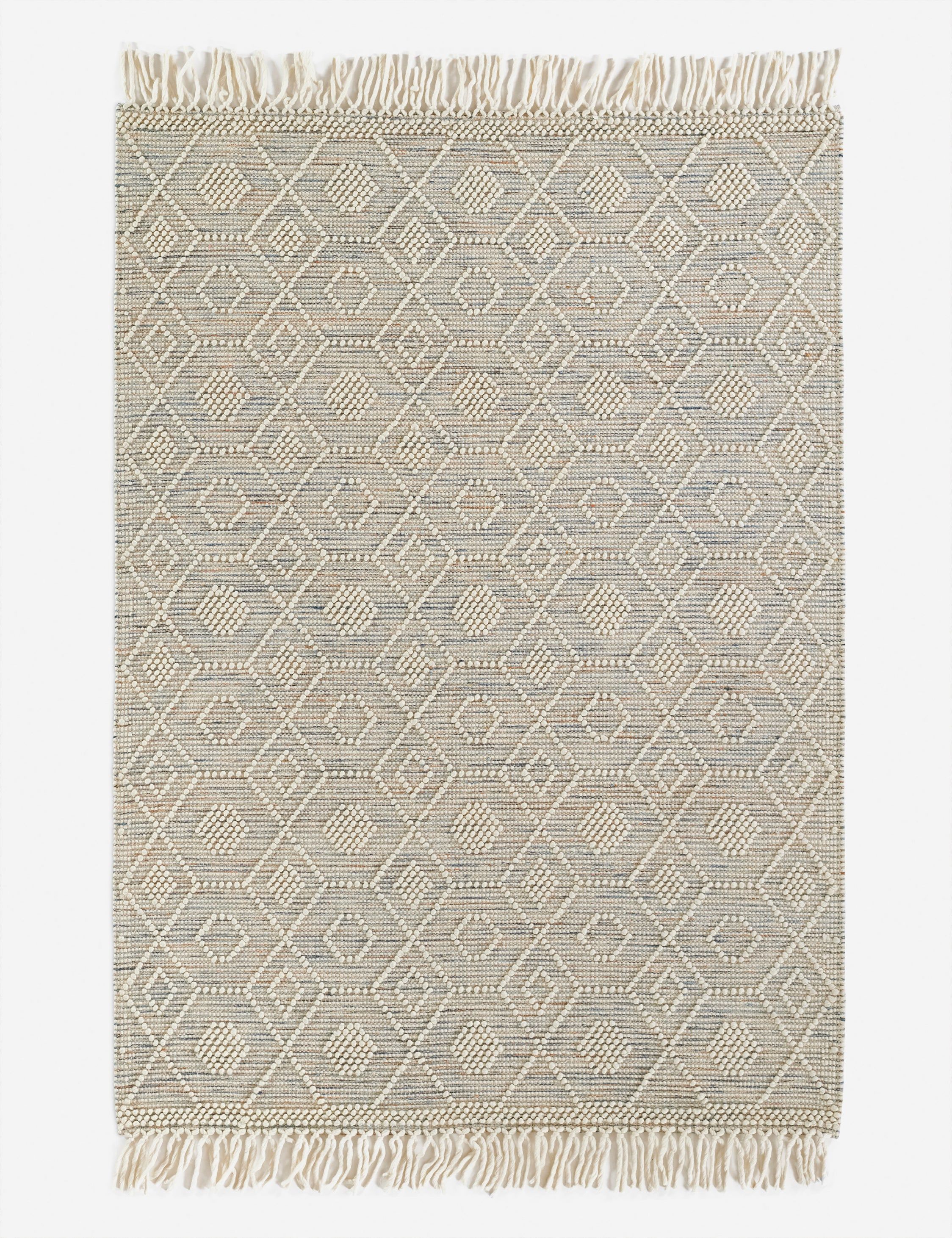 Handwoven Gray Geometric Wool Small Rug 2' x 3'