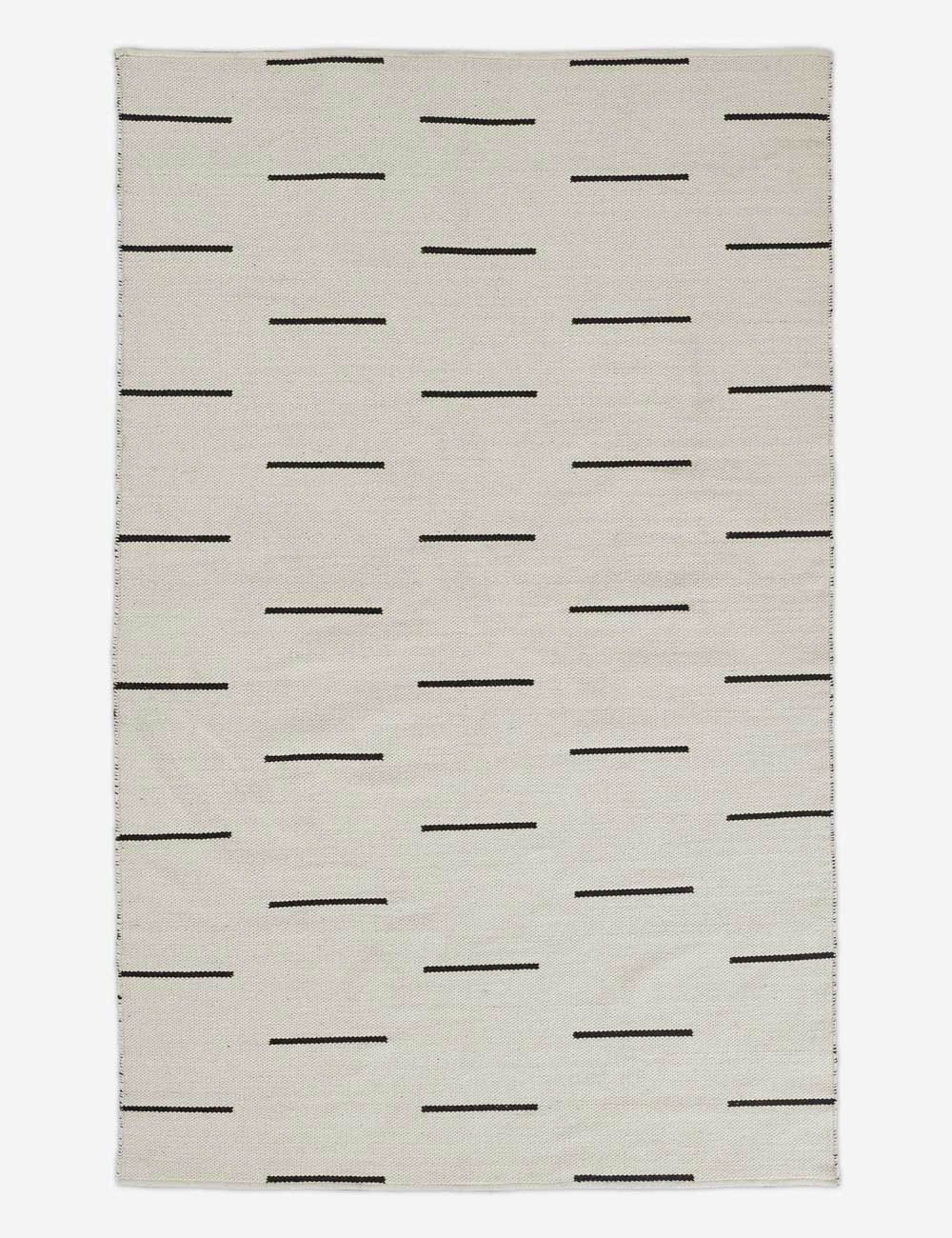 Ivory Stripe 4' x 6' Reversible Flat Woven Wool Blend Rug