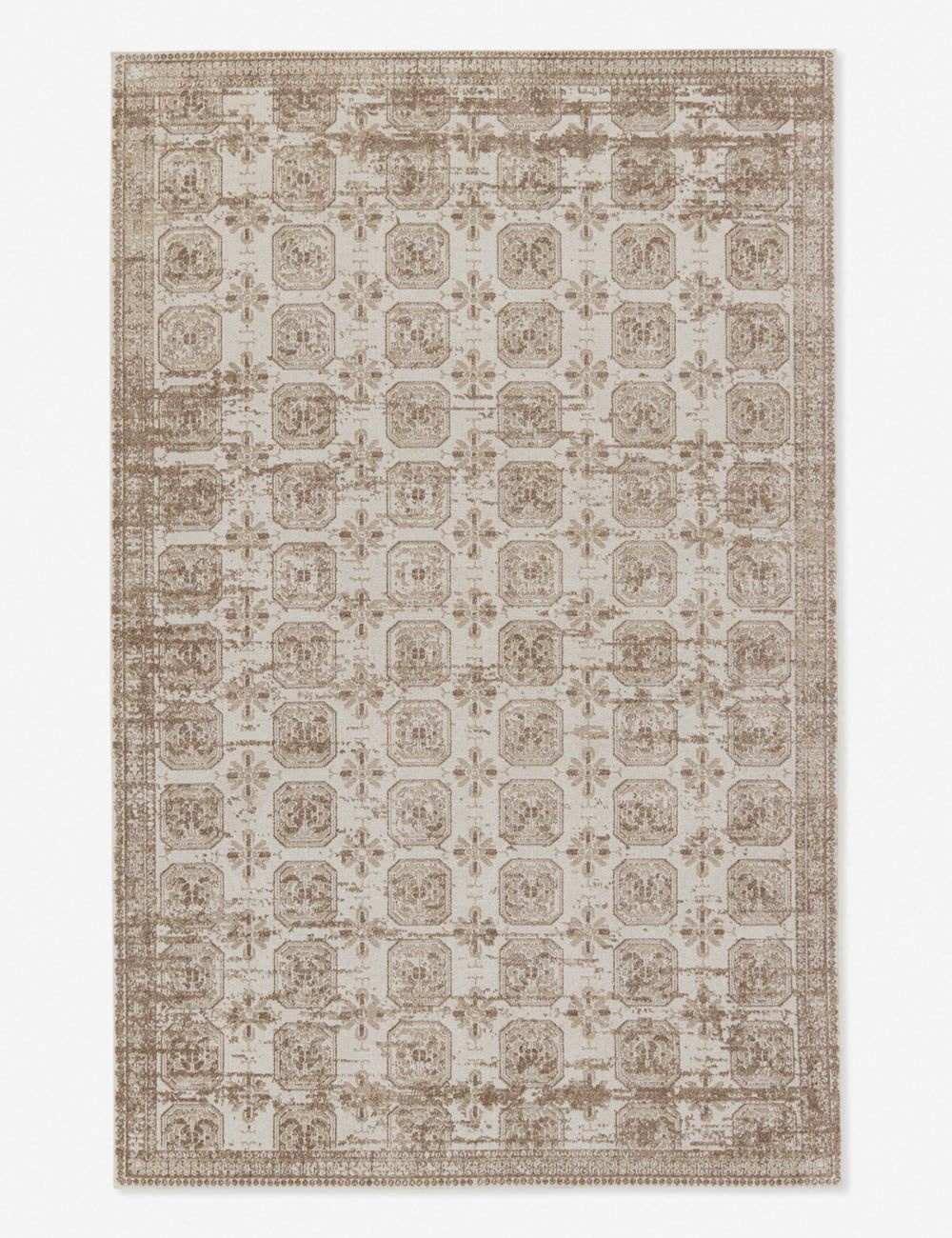 Gray Trellis Elegance 114"x79" Synthetic Easy-Care Area Rug