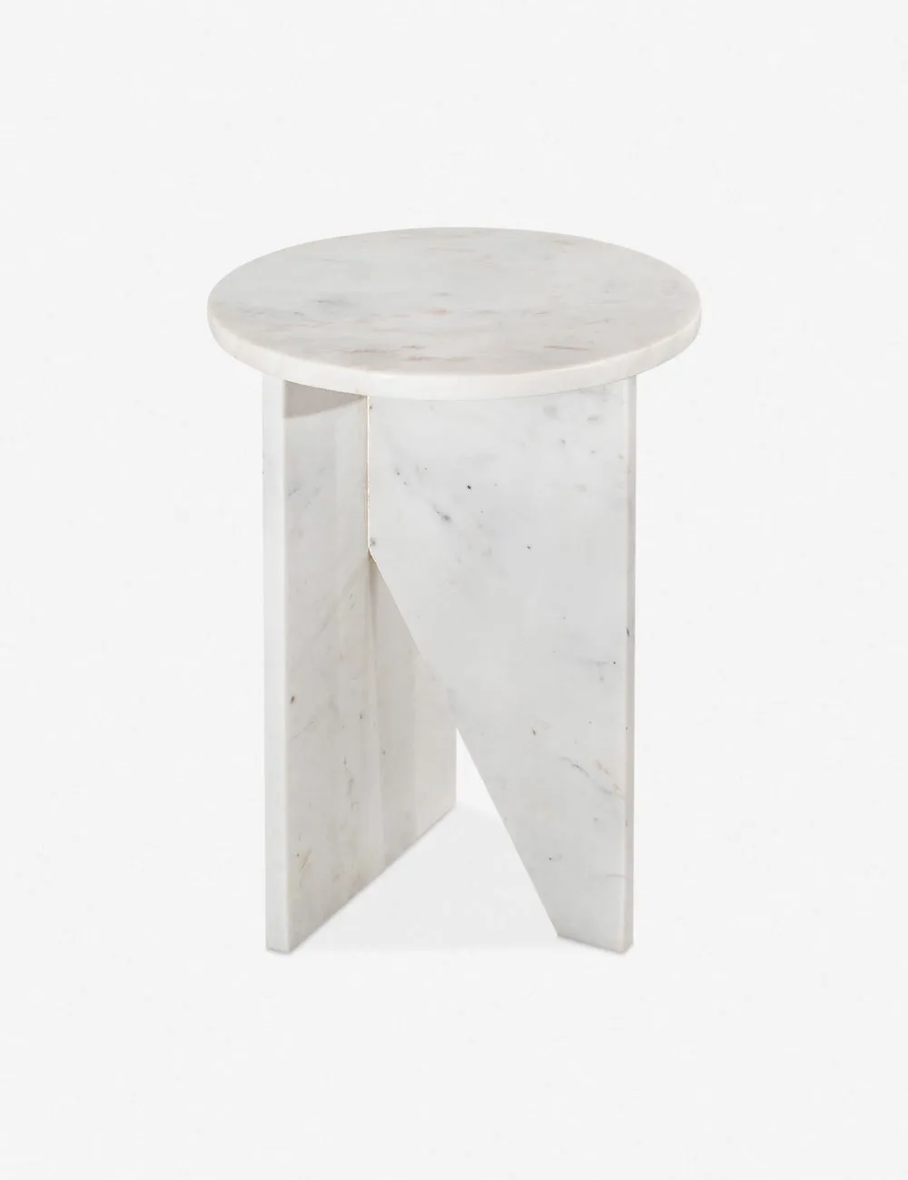 White Round Marble Contemporary Side Table
