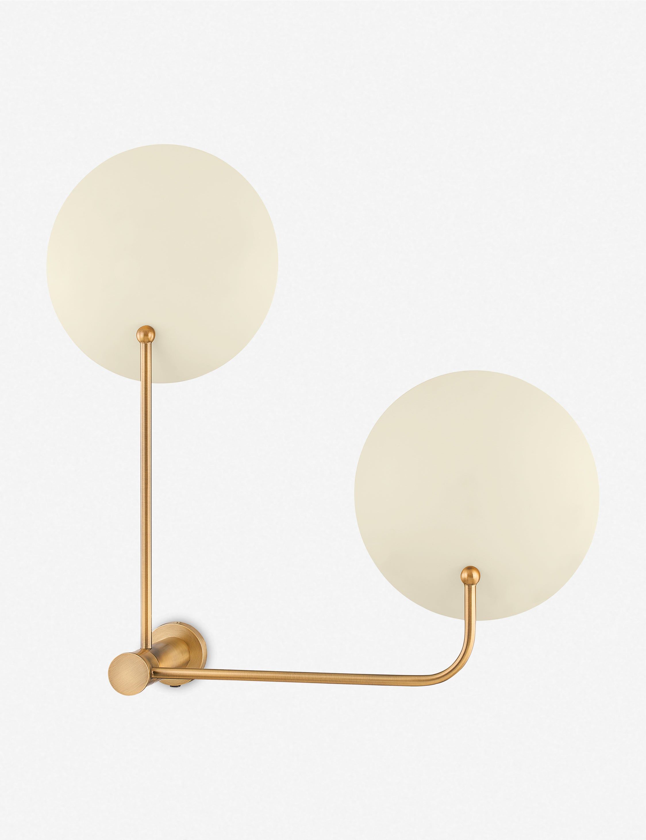 Sereno Patina Brass 2-Light Dimmable Sconce with Soft Sand Shade