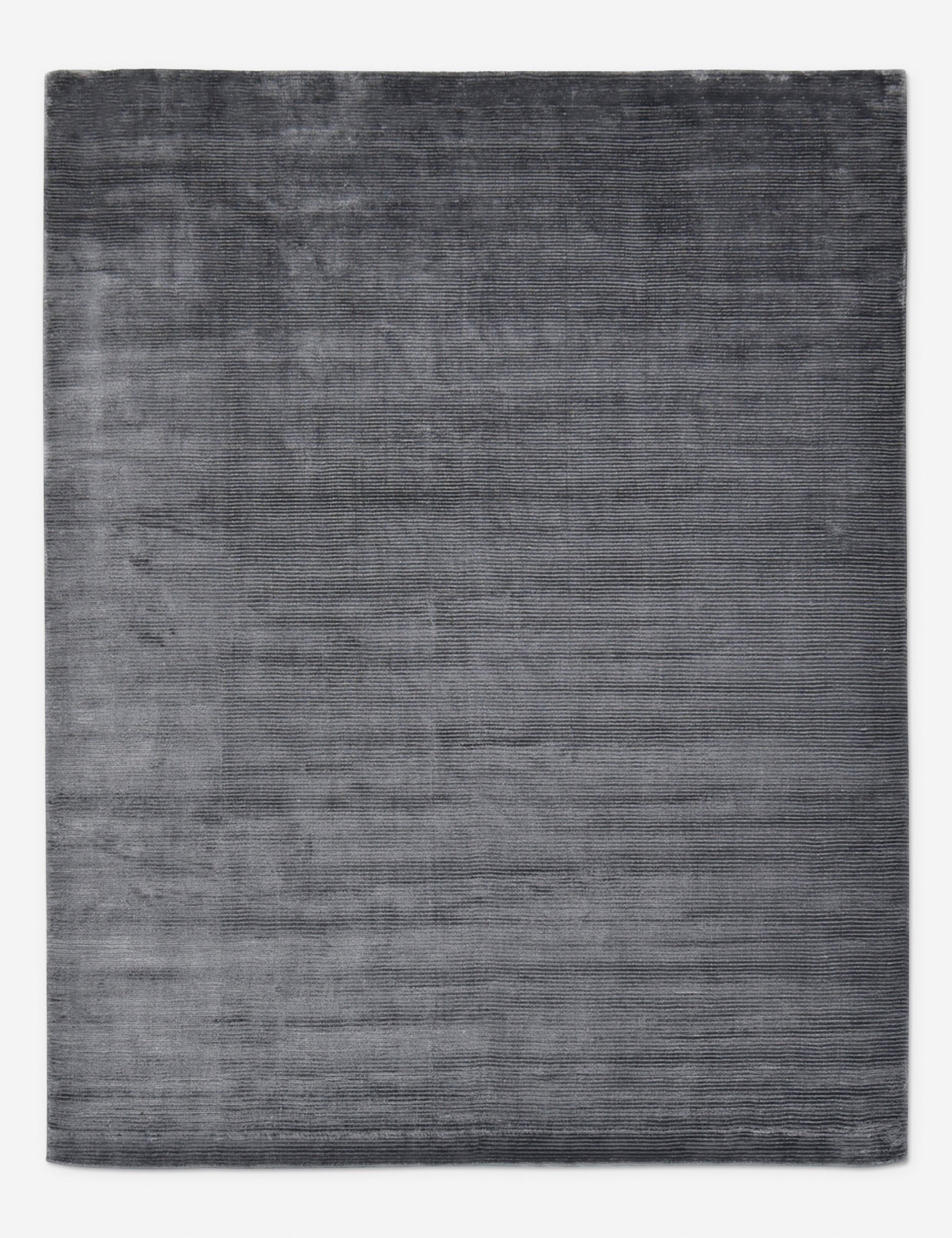 Handmade Dark Grey Wool Viscose Cotton 10' x 14' Rug