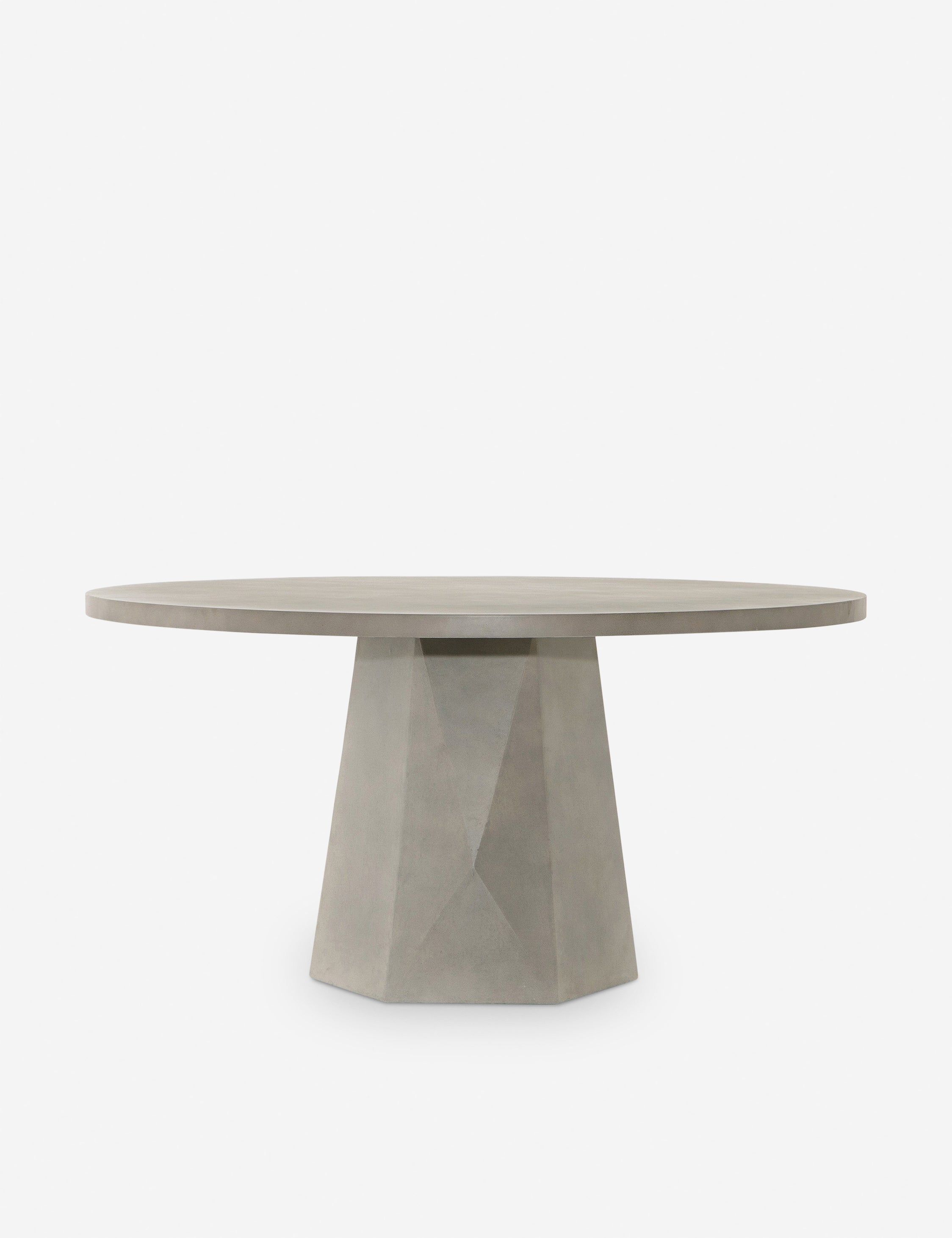 Contemporary 60'' Grey Concrete Faceted Round Dining Table