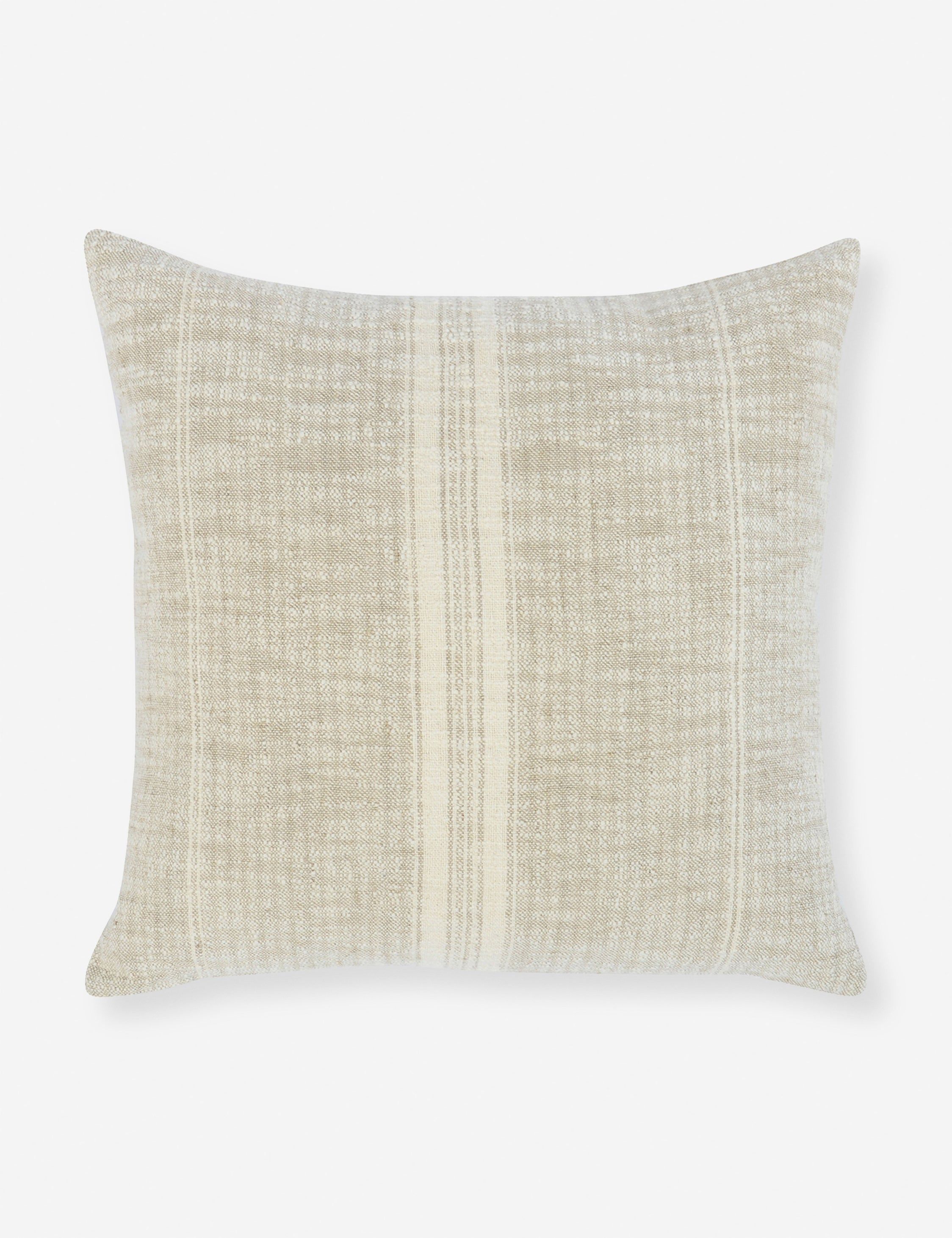 Tia Natural Ivory Woven Stripe 22" Square Throw Pillow