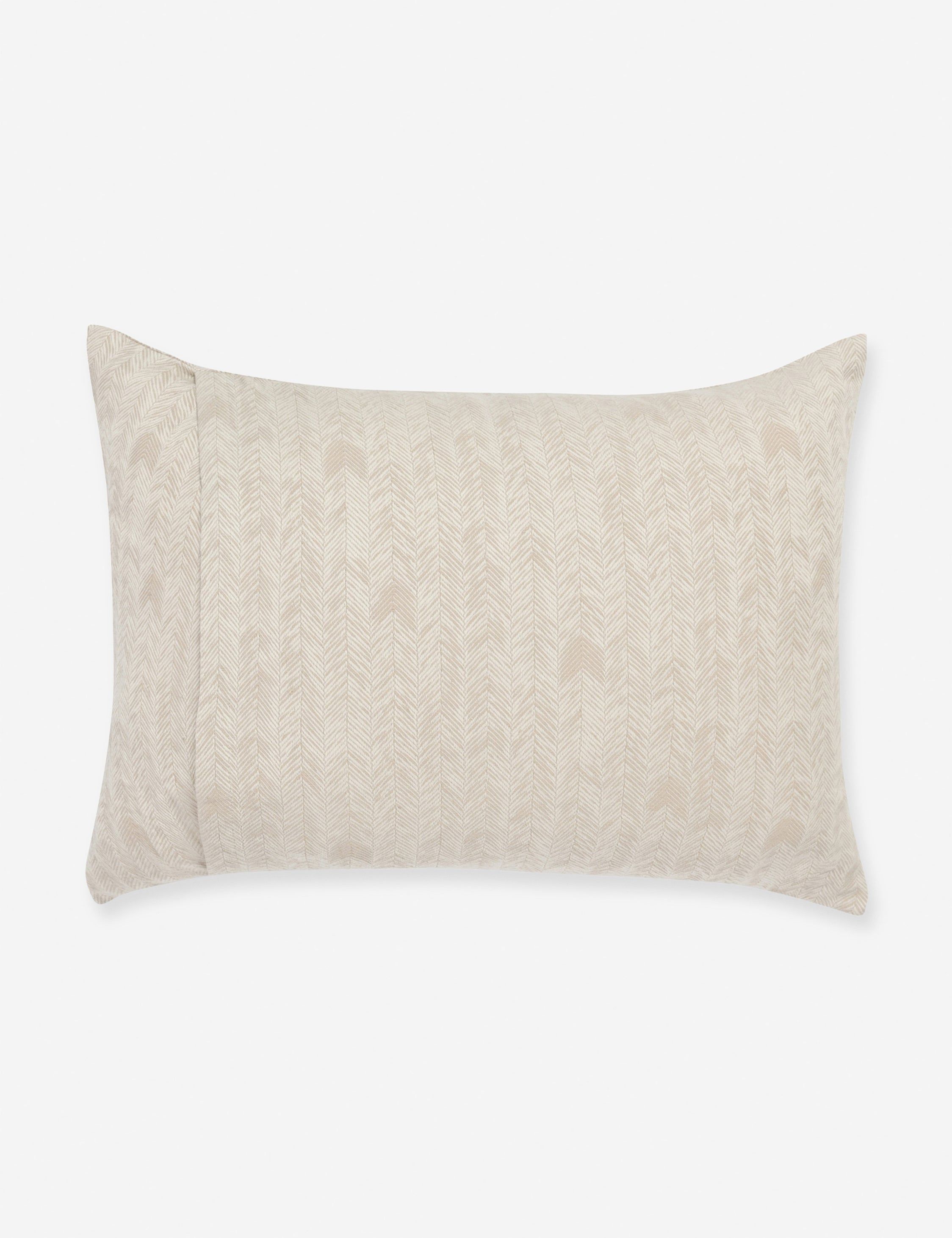 Natural Cotton Embroidered Standard Sham with Herringbone Pattern