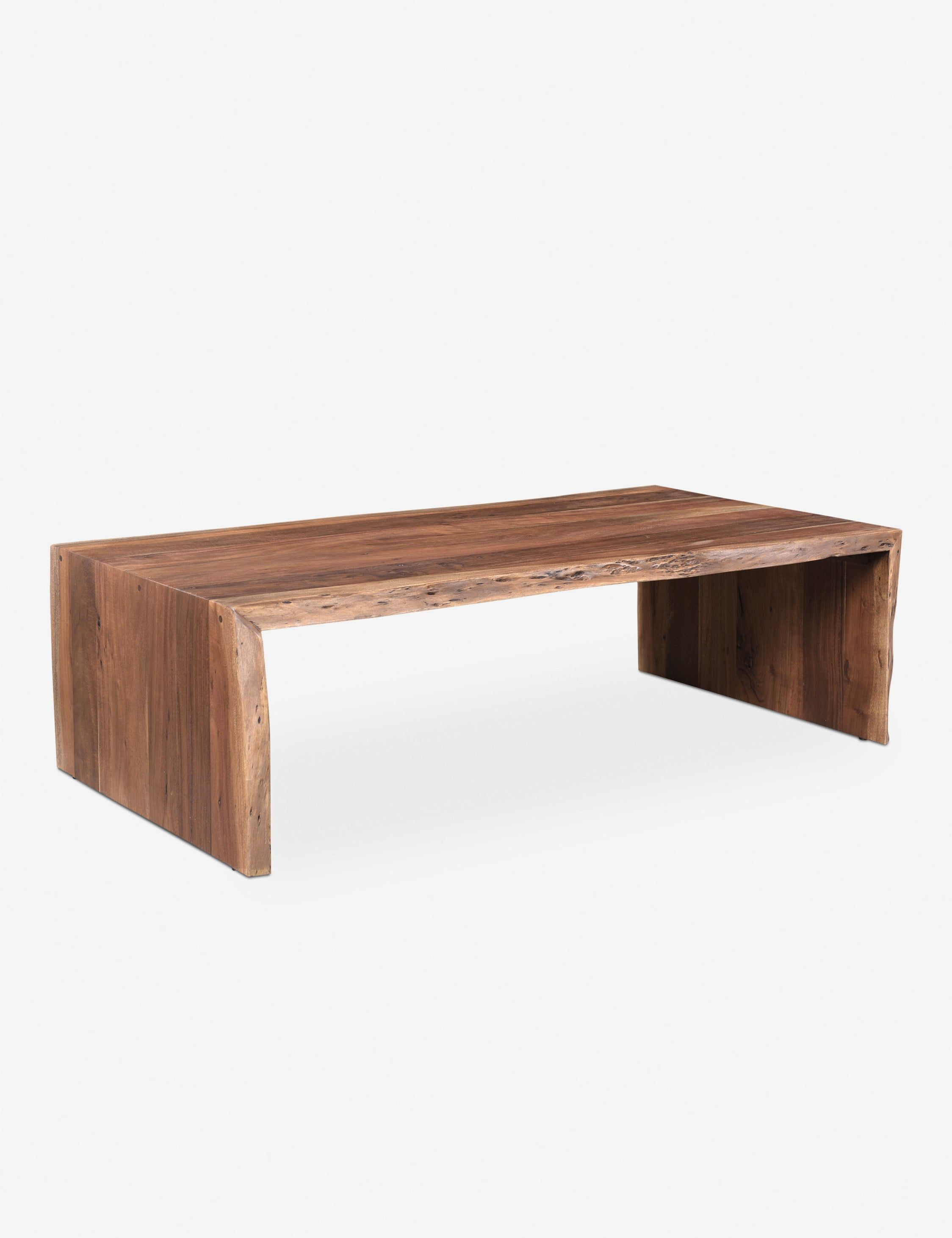 Haworth Minimalist Solid Wood Waterfall Coffee Table - Brown