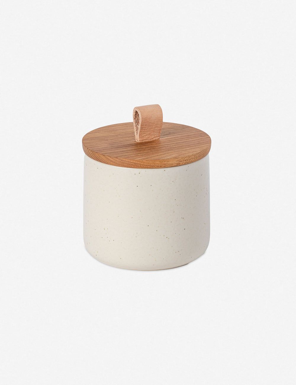 Pacifica Vanilla Matte Ceramic Canister with Oak Wood Top