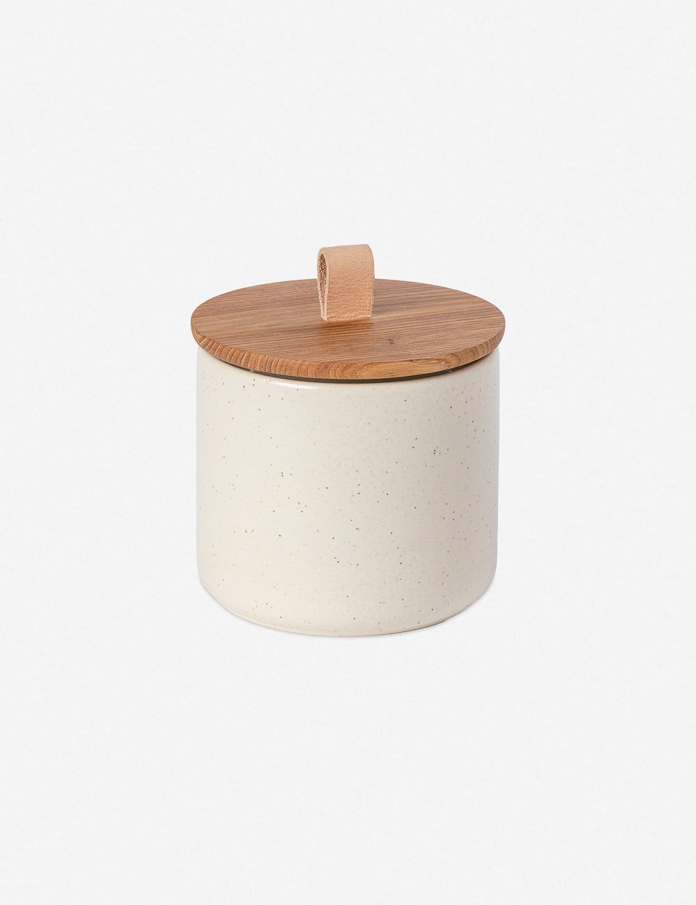 Pacifica Vanilla Ceramic Canister with Oak Wood Top