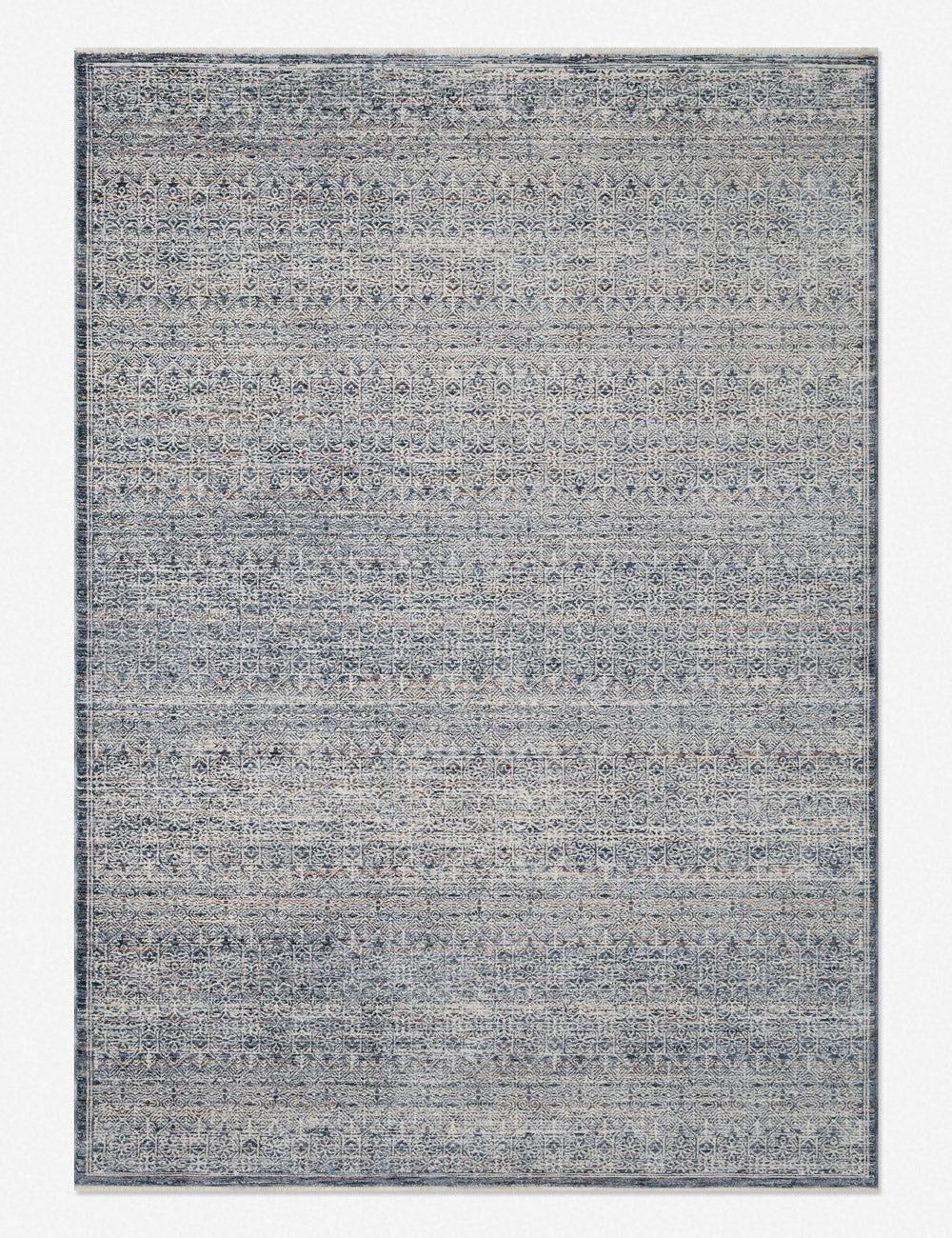 Denim and Ivory Round Synthetic Easy Care Rug