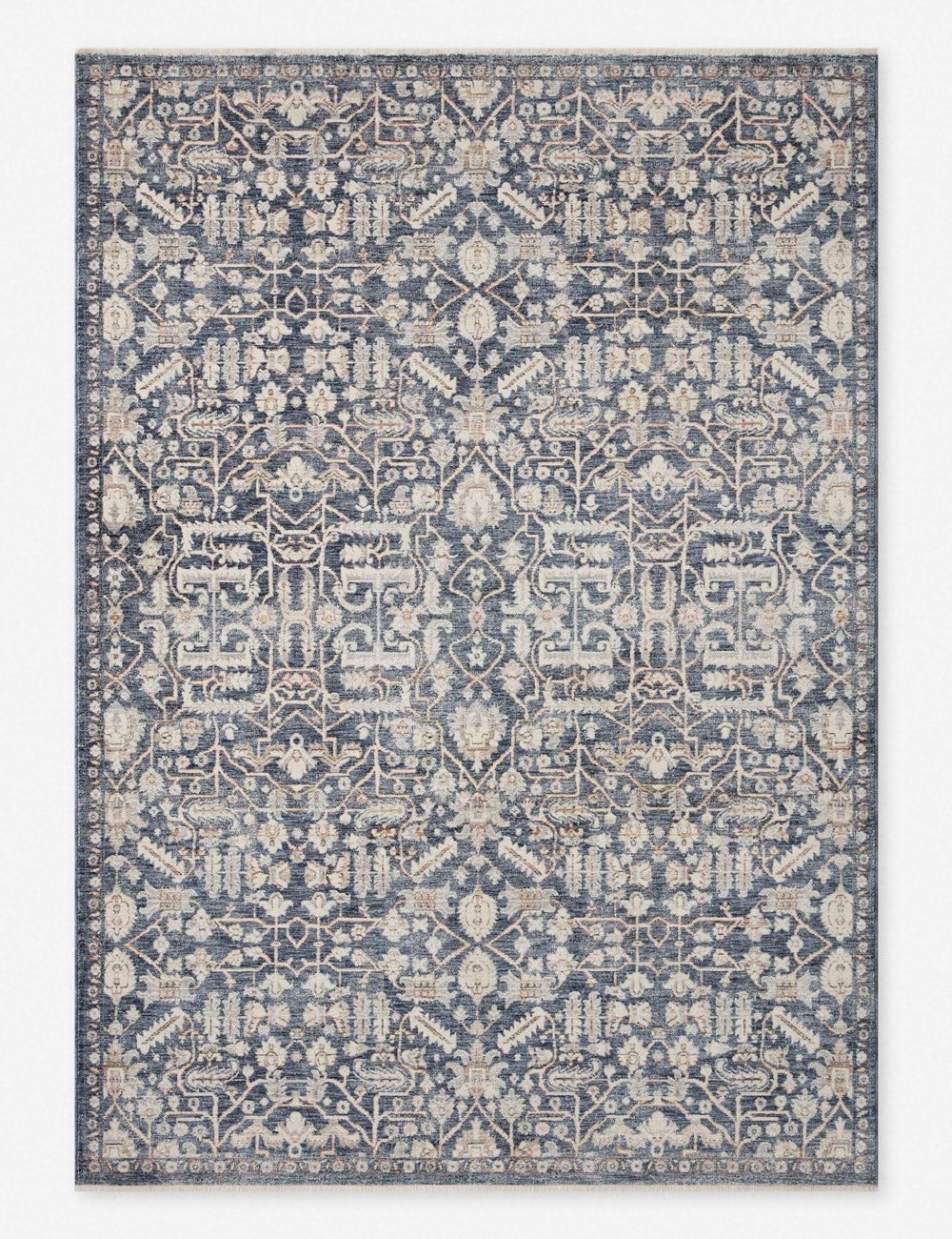 Handmade Blue and Ivory Round Synthetic Rug, 5'3"